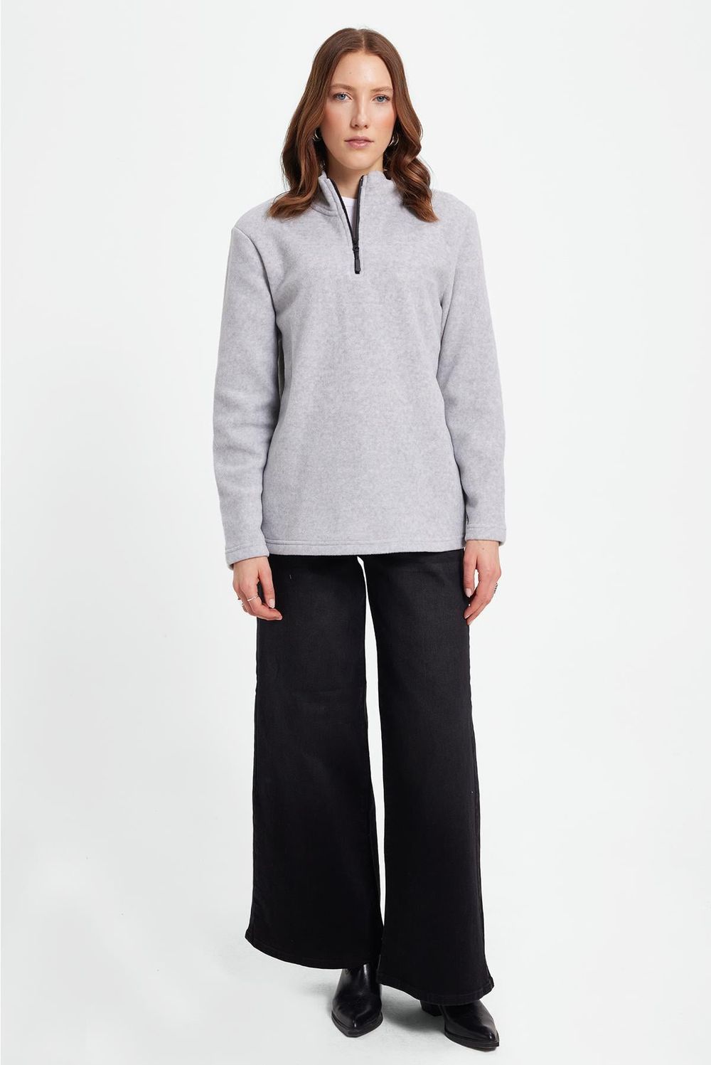 WOMAN POLAR HALF ZIPPER PLAIN ONL