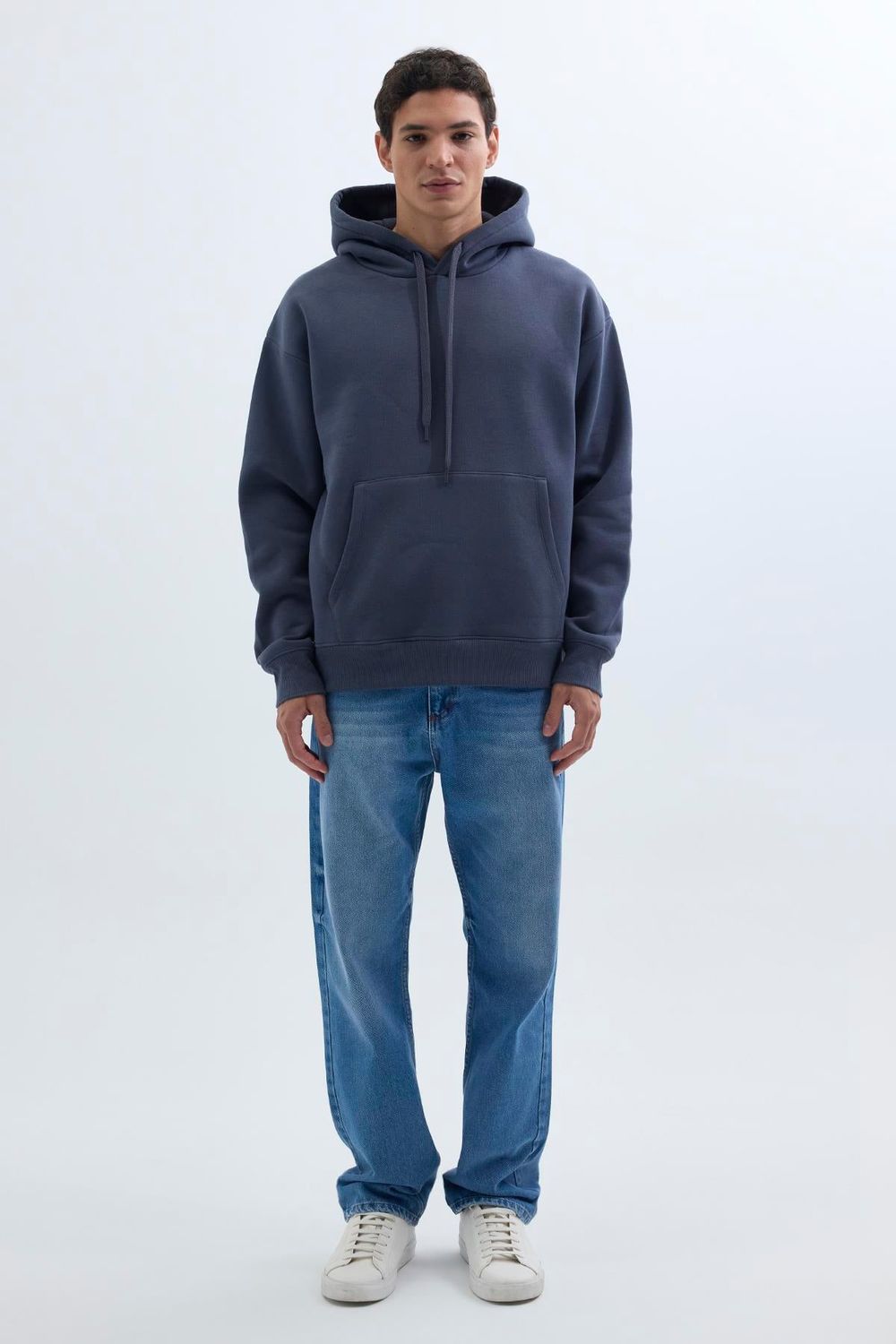 Unisex Oversize Geniş Kesim Pamuklu Yumuşak Dokulu İçi Polarlı Basic Gri Kapüşonlu Sweatshirt