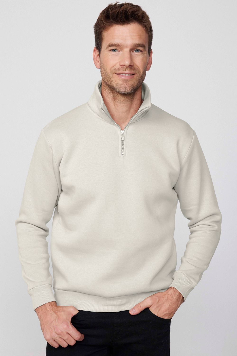Pamuklu Dik Yaka Fermuarlı Unisex Sweatshirt