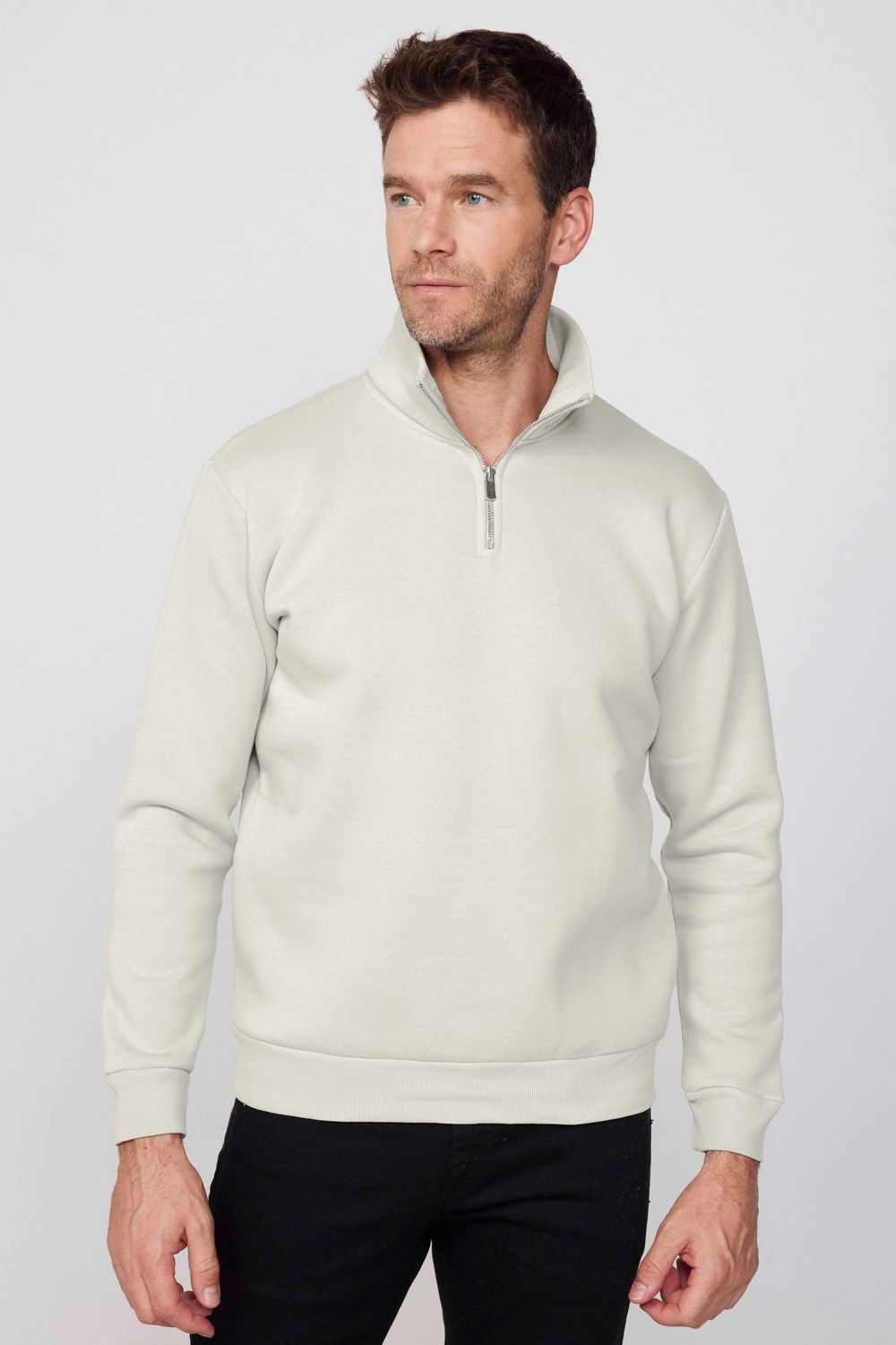 Pamuklu Dik Yaka Fermuarlı Unisex Sweatshirt