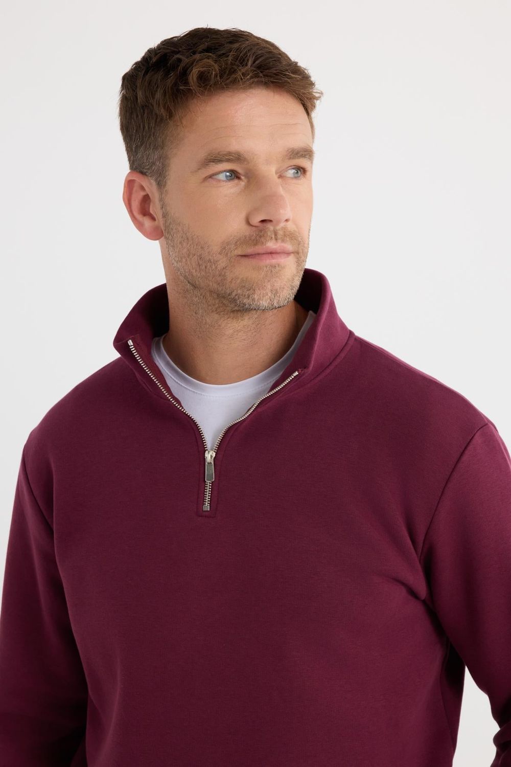 Pamuklu Dik Yaka Fermuarlı Unisex Sweatshirt