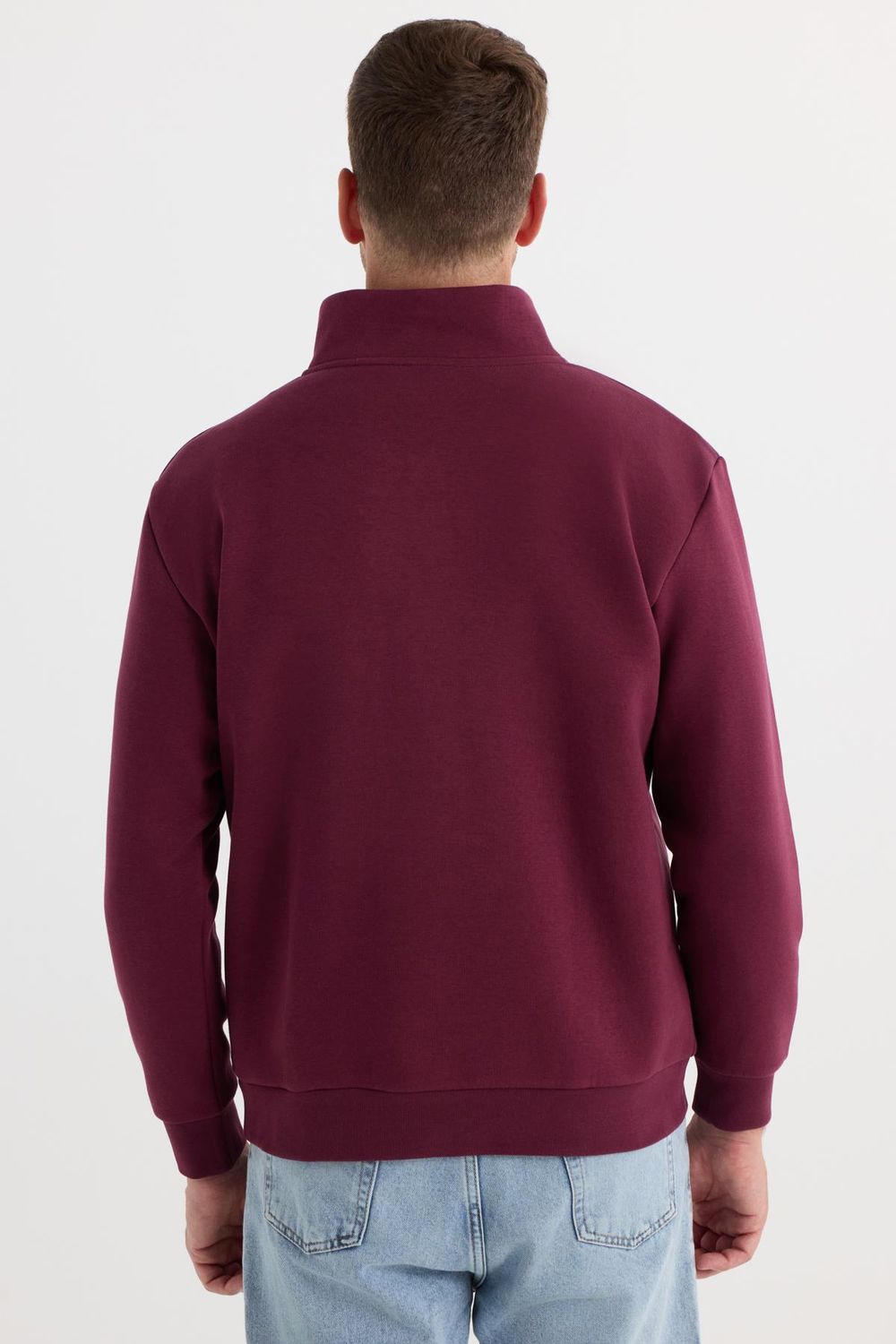 Pamuklu Dik Yaka Fermuarlı Unisex Sweatshirt
