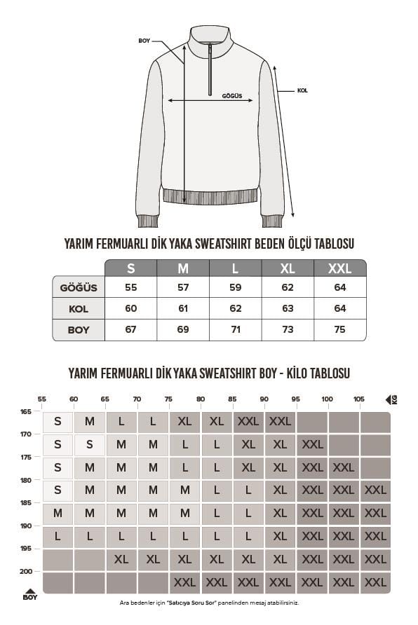 Unisex Relax Fit Rahat Kesim Pamuklu İçi Polarlı Yarım Fermuarlı Kiremit Renk Dik Yaka Sweatshirt