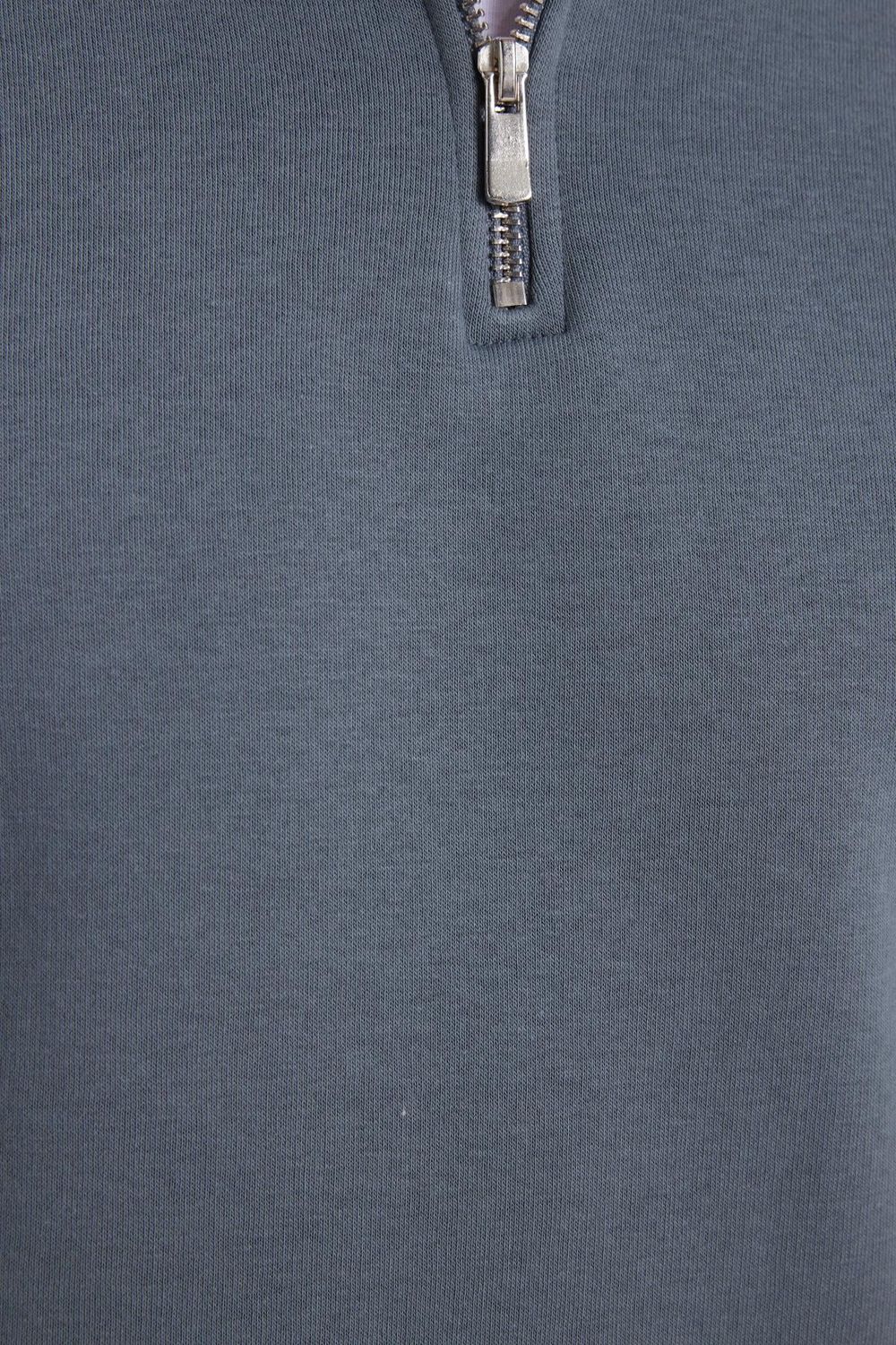 Unisex Relax Fit Rahat Kesim Pamuklu İçi Polarlı Yarım Fermuarlı Gri Dik Yaka Sweatshirt