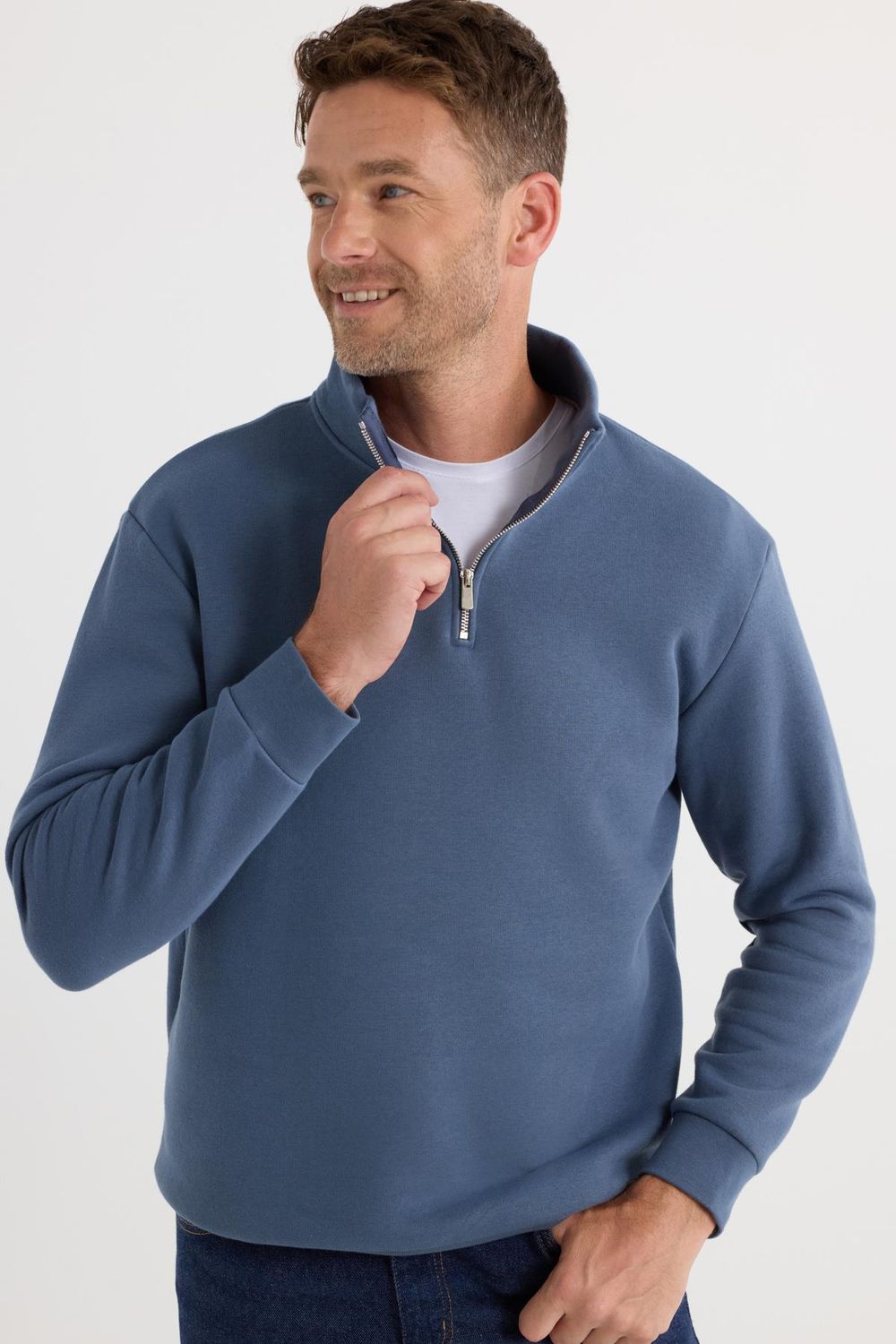 Pamuklu Dik Yaka Fermuarlı Unisex Sweatshirt