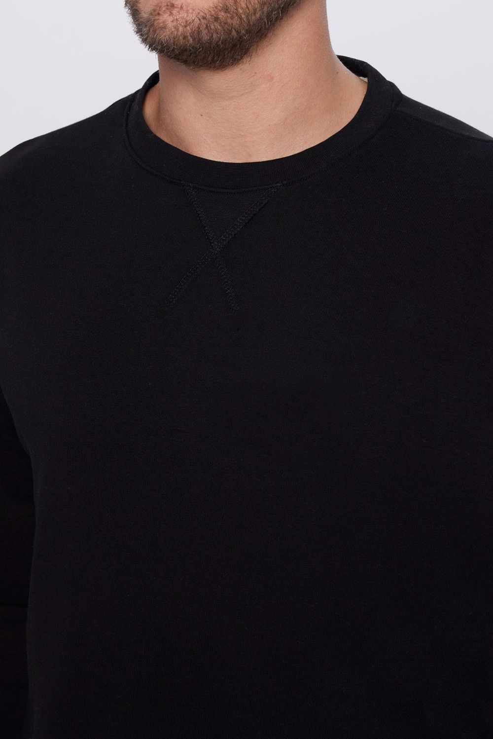 Unisex Relax Fit Rahat Kesim Pamuklu Basic Siyah Bisiklet Yaka Sweatshirt