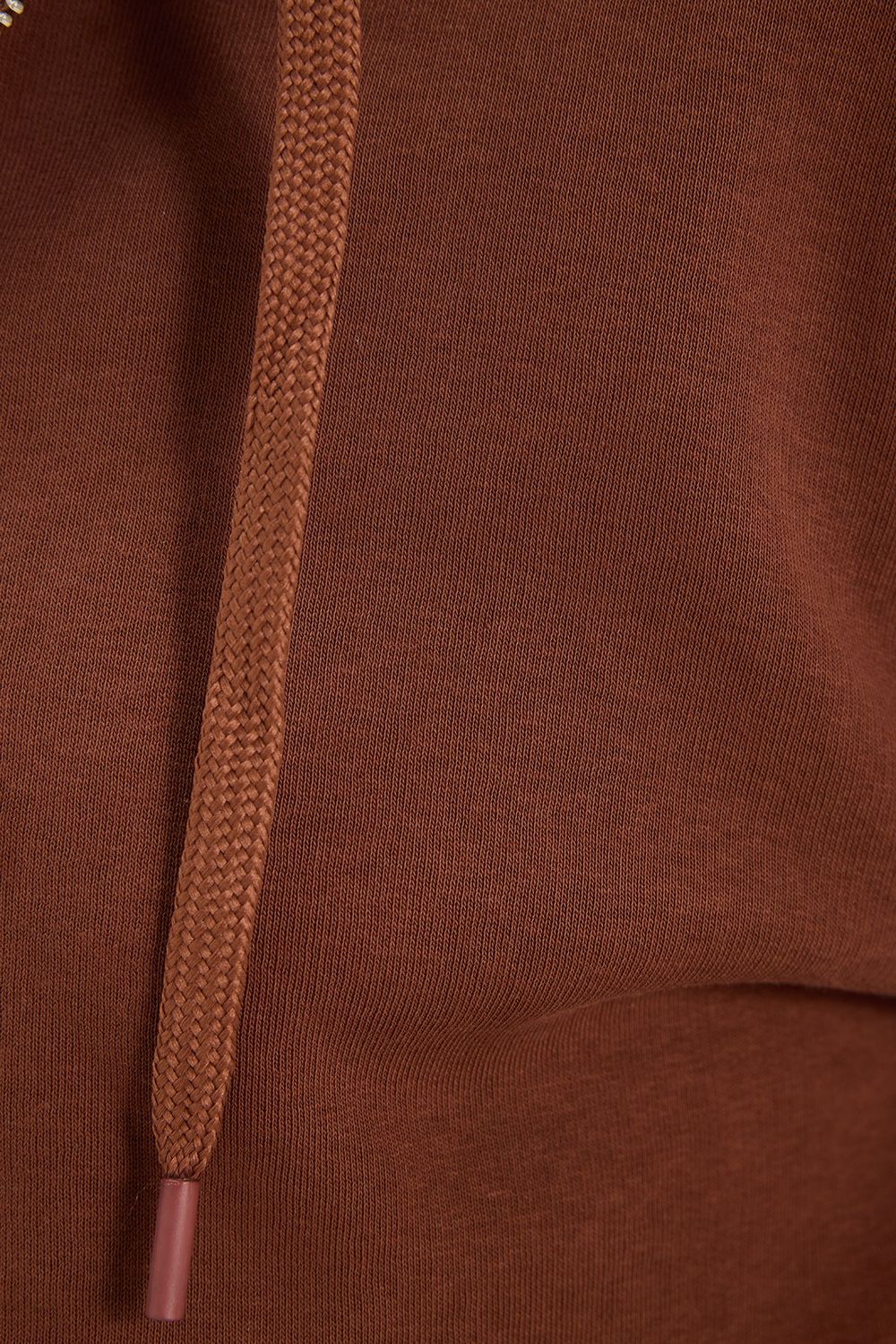 Unisex Relax Fit Rahat Kesim Pamuklu İçi Polarlı Çift Cepli Fermuarlı Kahverengi Kapüşonlu Sweatshirt