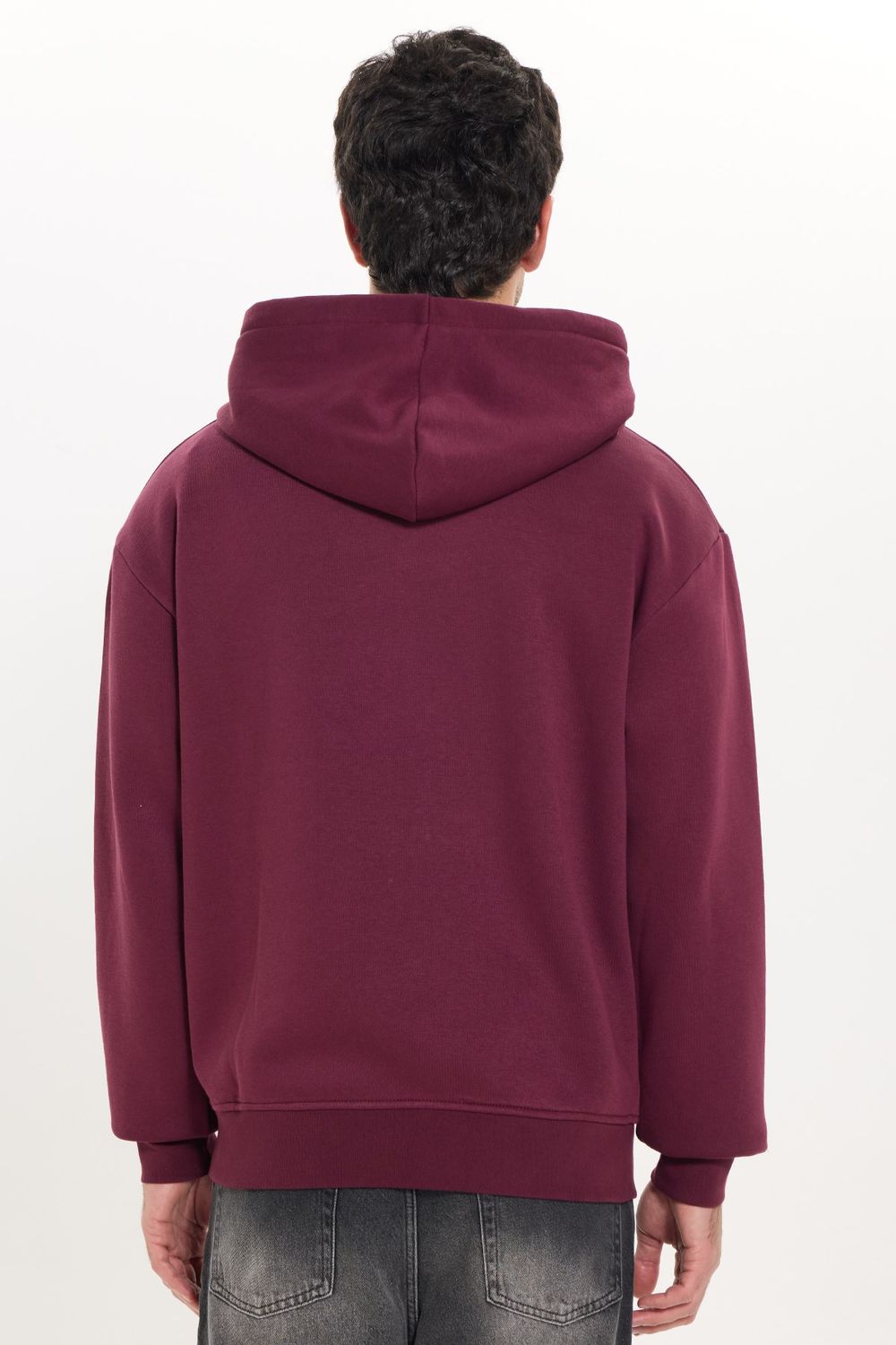Unisex Relax Fit Rahat Kesim Pamuklu İçi Polarlı Çift Cepli Tam Fermuarlı Siyah Kapüşonlu Sweatshirt