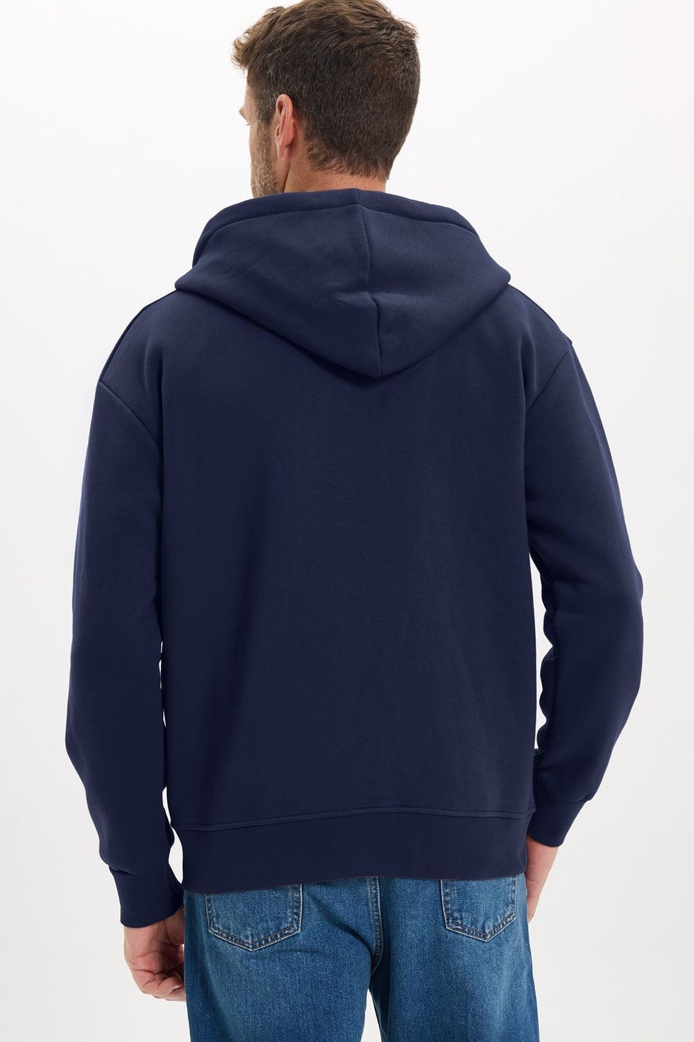 Unisex Relax Fit Rahat Kesim Pamuklu İçi Polarlı Çift Cepli Tam Fermuarlı Siyah Kapüşonlu Sweatshirt