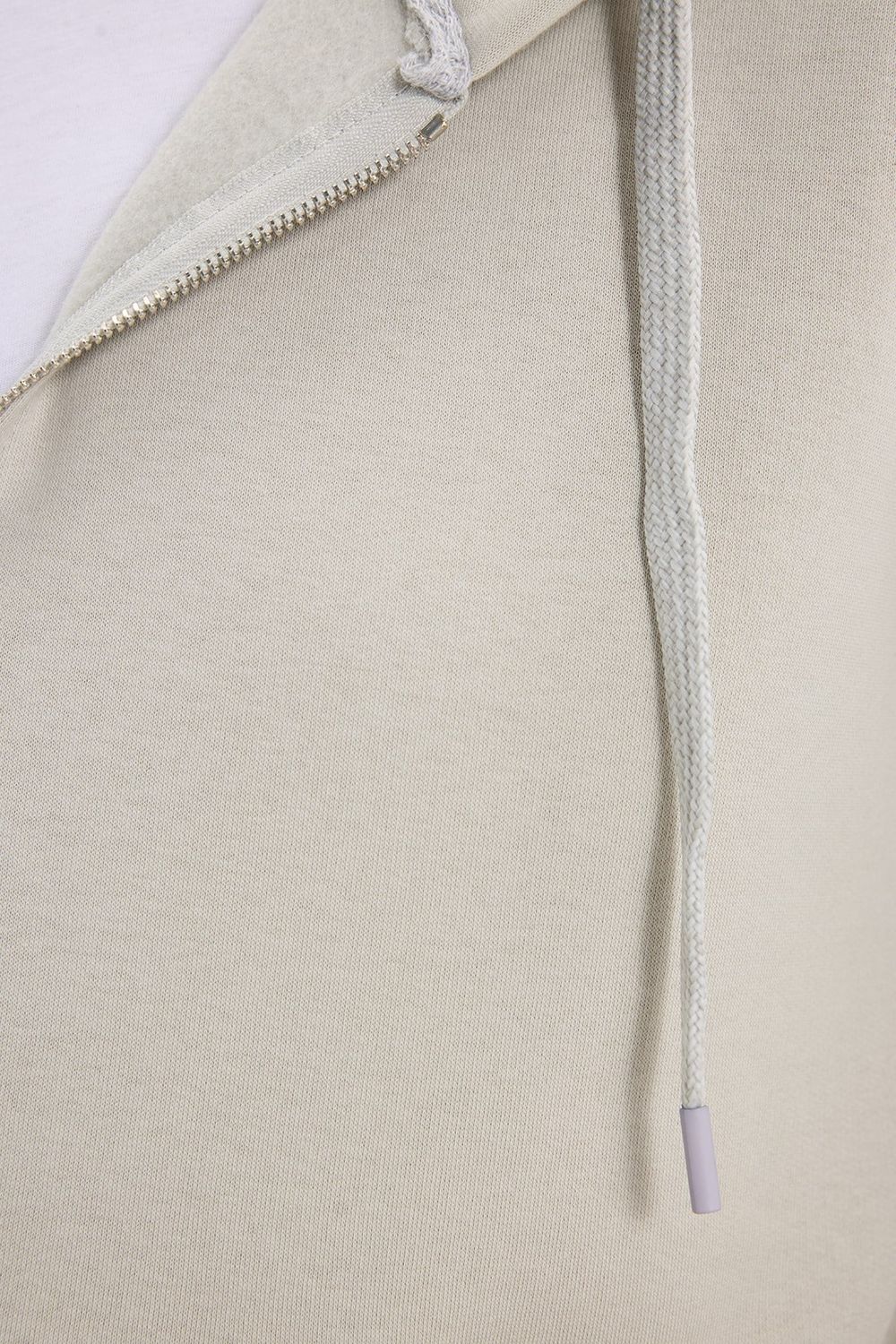 Unisex Relax Fit Rahat Kesim Pamuklu İçi Polarlı Çift Cepli Fermuarlı Taş Renk Kapüşonlu Sweatshirt
