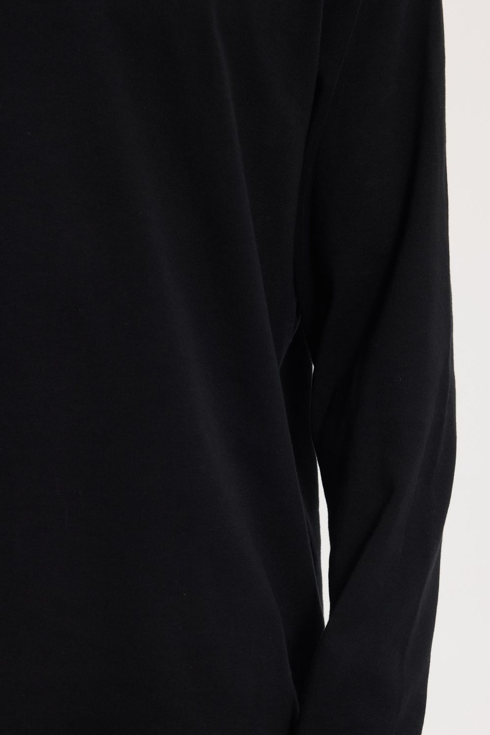 Unisex Relax Fit Rahat Kesim %100 Pamuk Uzun Kollu Bisiklet Yaka Siyah Basic Tişört
