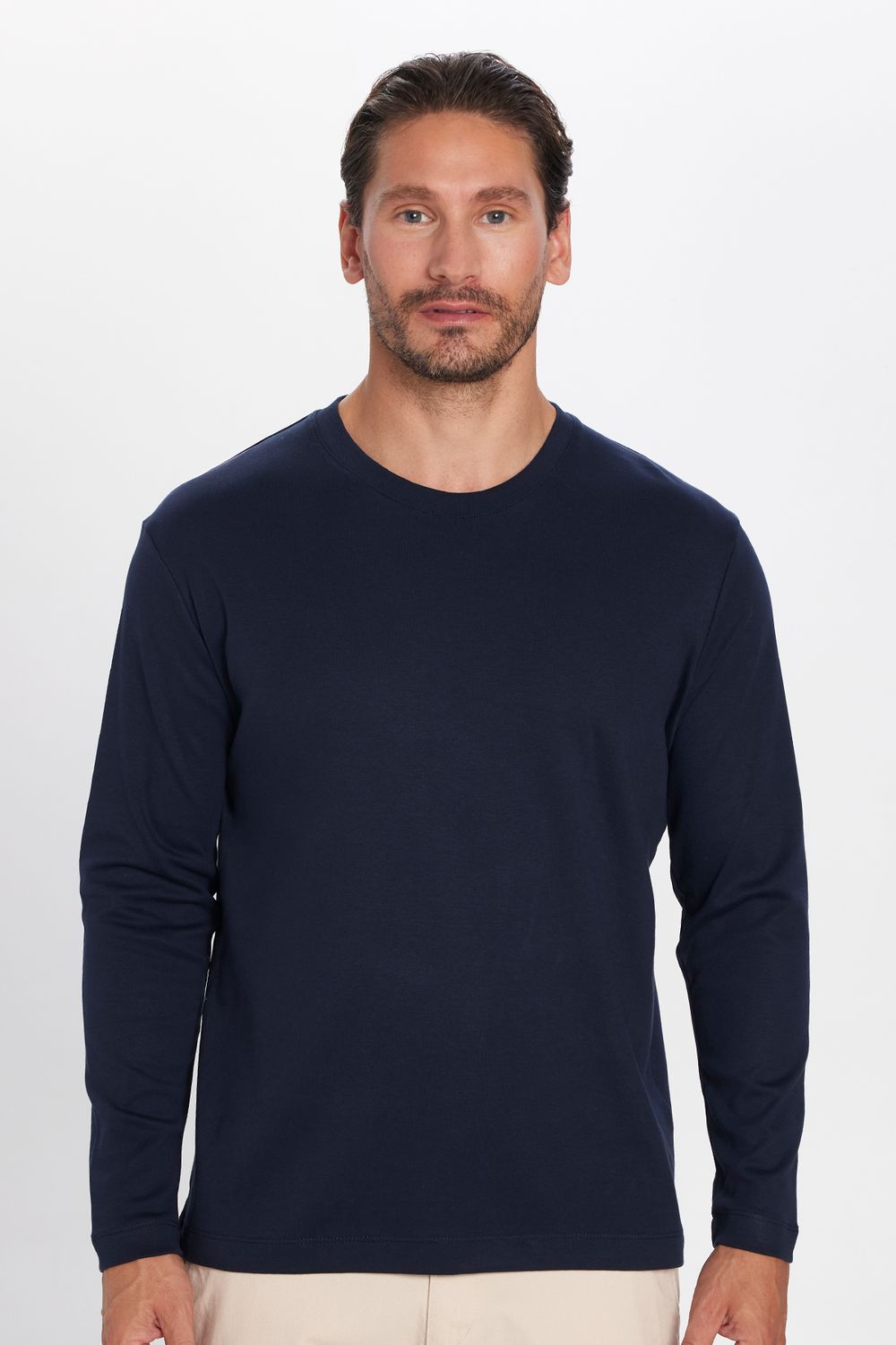 Unisex Relax Fit Rahat Kesim %100 Pamuk Bisiklet Yaka Lacivert Sweatshirt