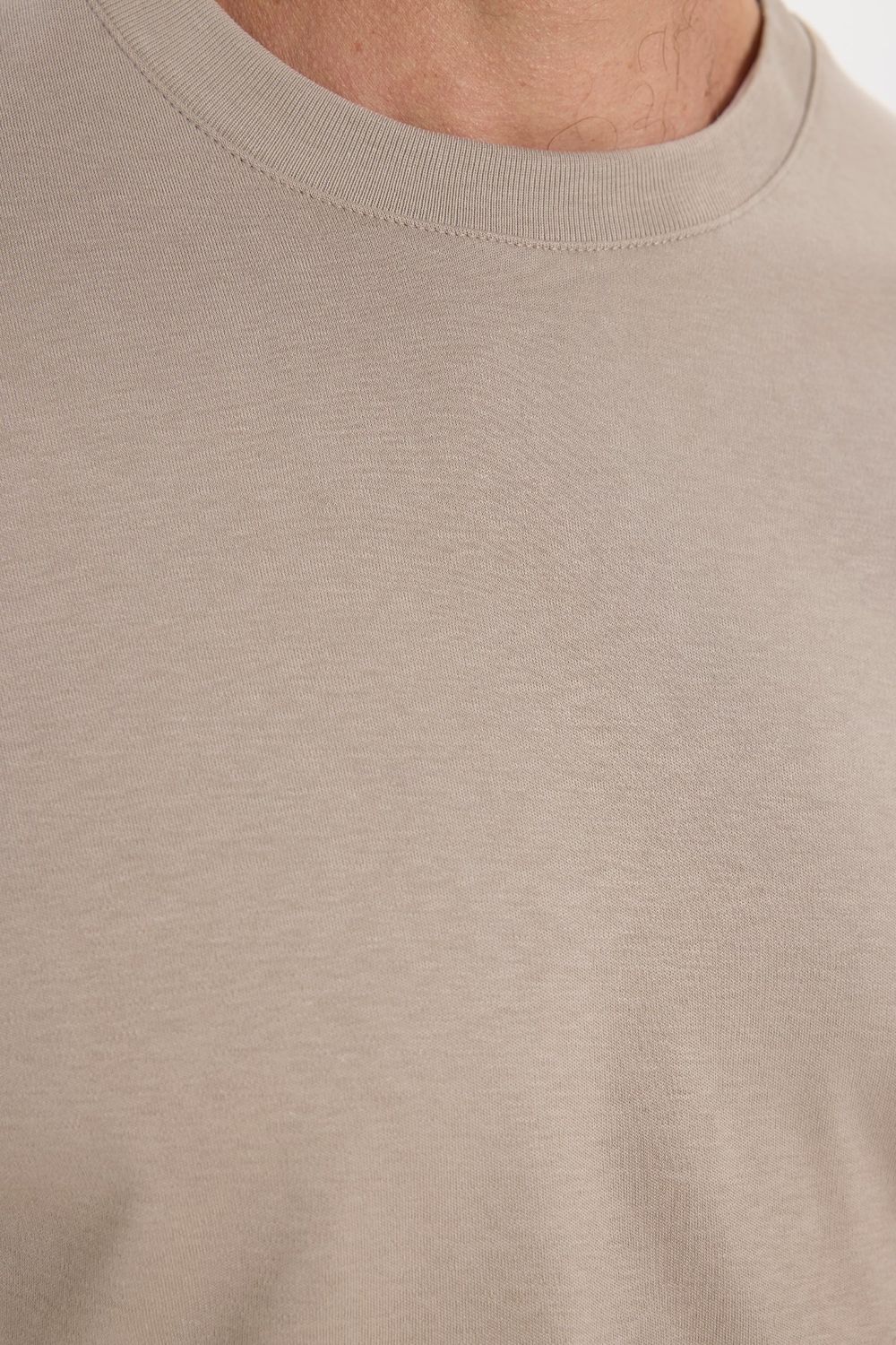 Unisex Relax Fit Rahat Kesim %100 Pamuk Uzun Kollu Bisiklet Yaka Haki Tişört
