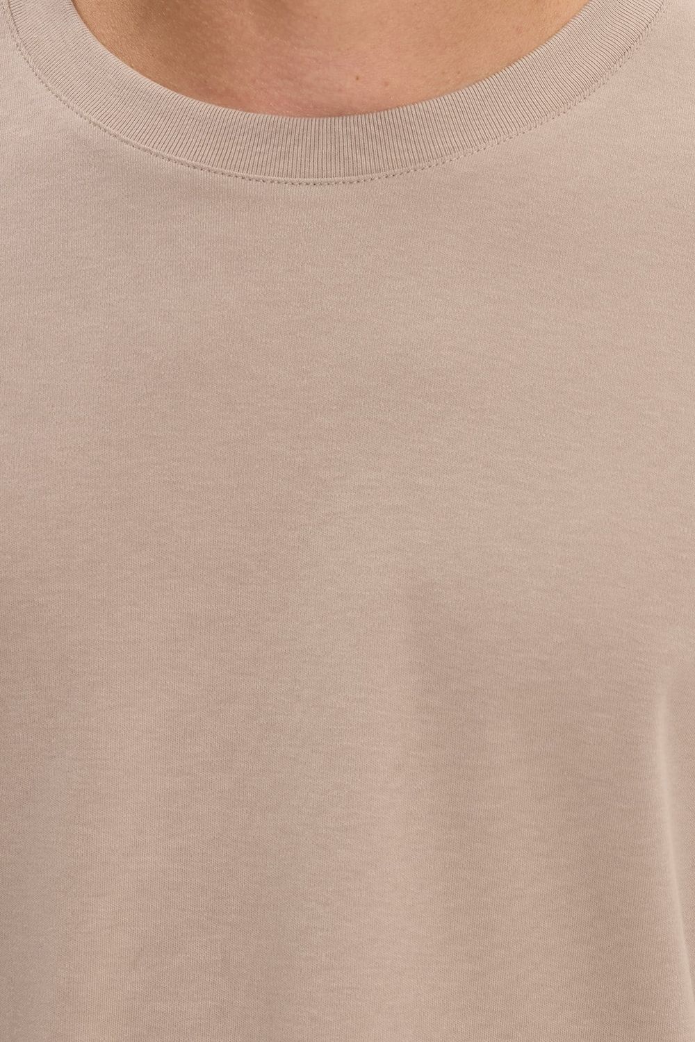Unisex Relax Fit Rahat Kesim %100 Pamuk Uzun Kollu Bisiklet Yaka Haki Tişört