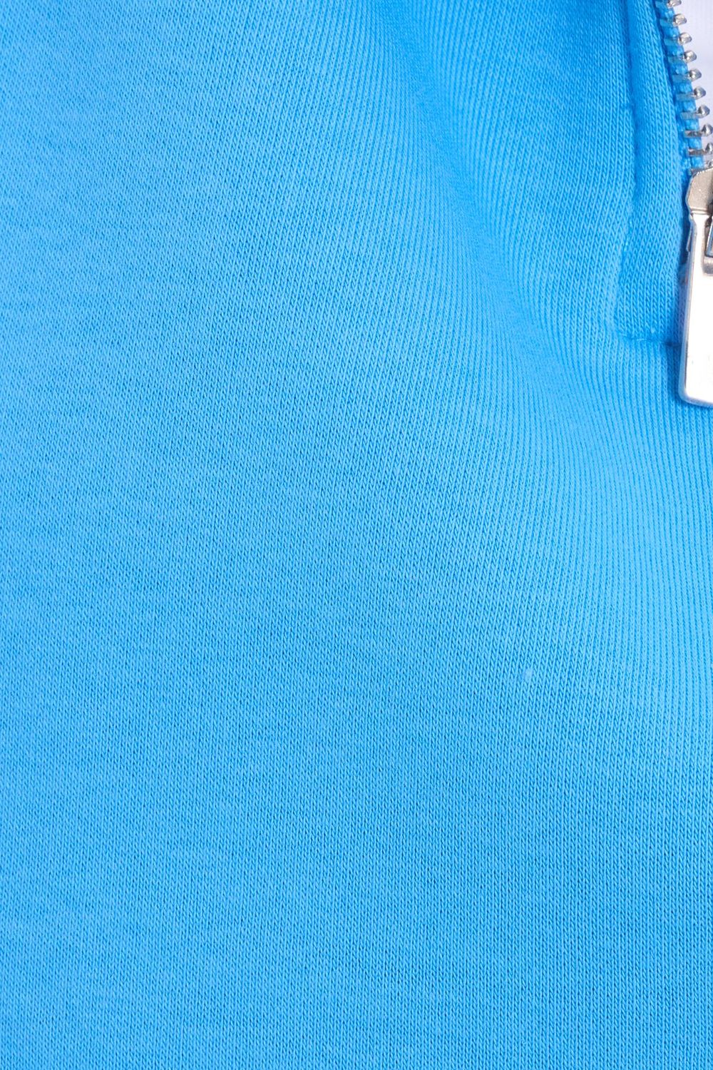 Kadın Relax Fit Rahat Kesim Pamuklu İçi Polarlı Yarım Fermuarlı Mavi Dik Yaka Sweatshirt