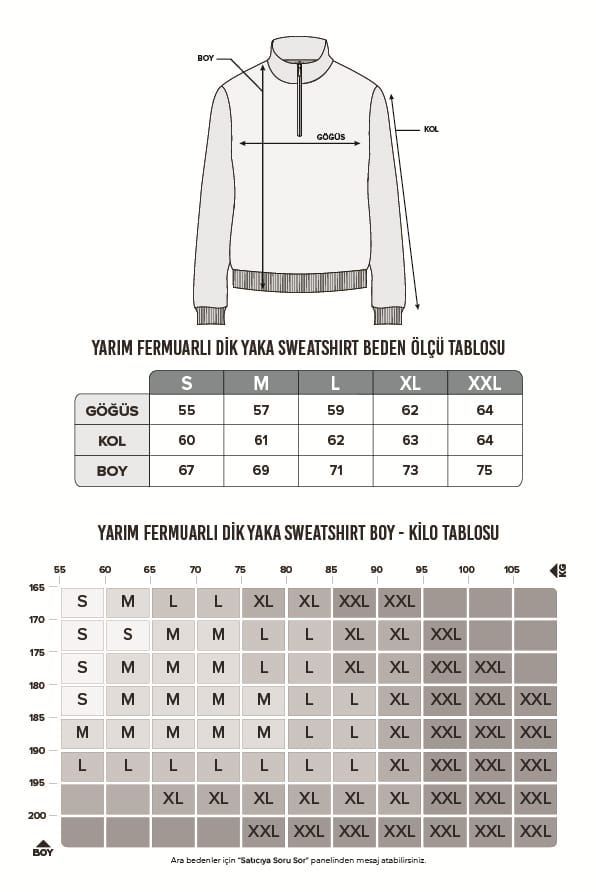 Kadın Relax Fit Rahat Kesim Pamuklu İçi Polarlı Yarım Fermuarlı Gri Dik Yaka Sweatshirt