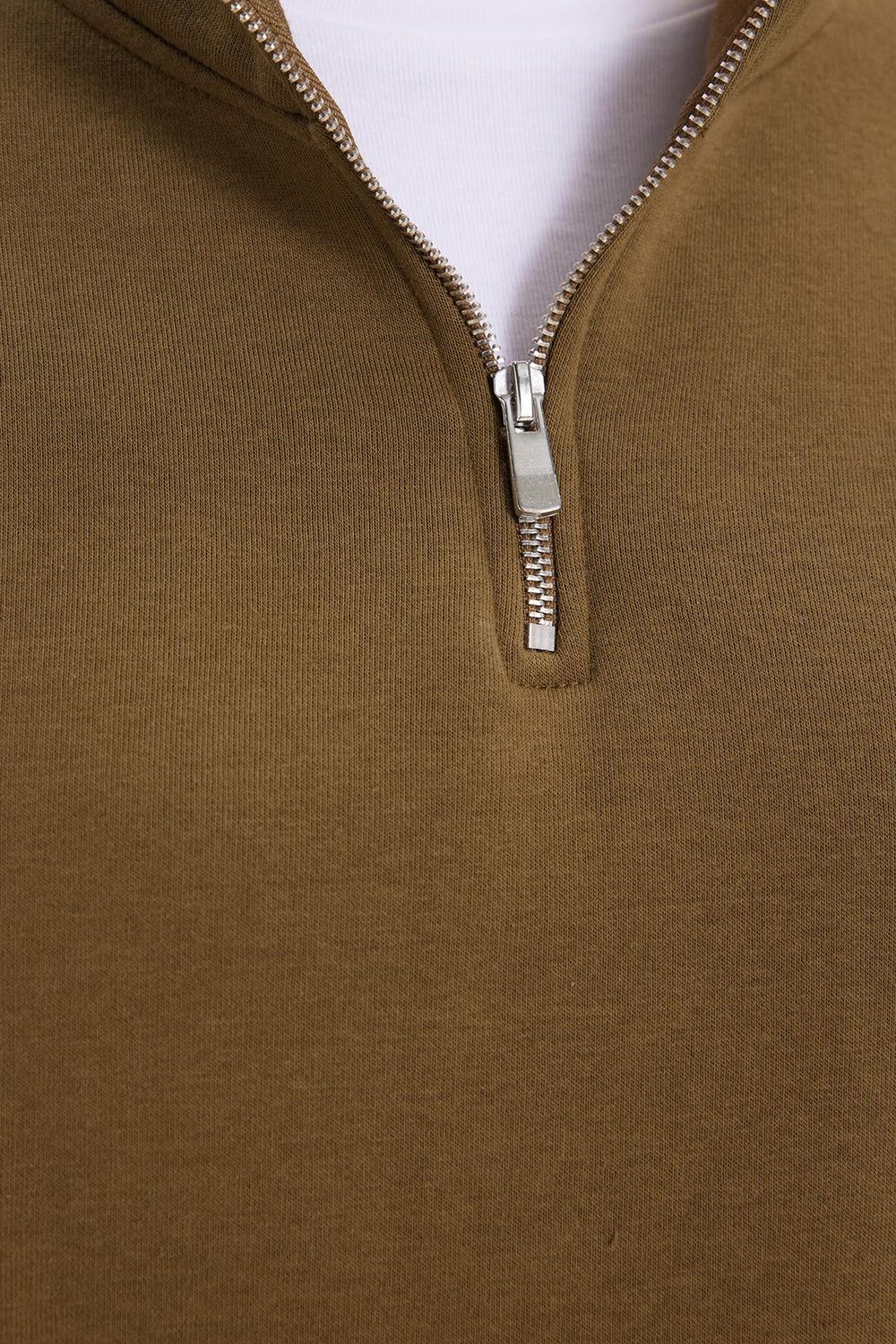 Pamuklu Dik Yaka Fermuarlı Kadın Sweatshirt