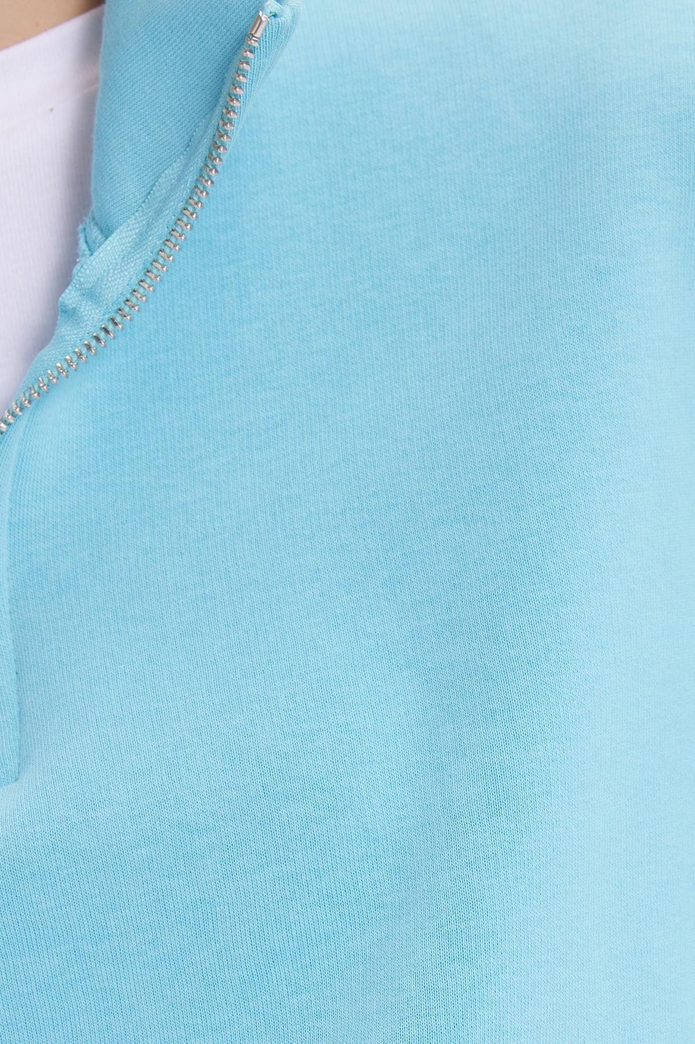 Pamuklu Dik Yaka Fermuarlı Kadın Sweatshirt