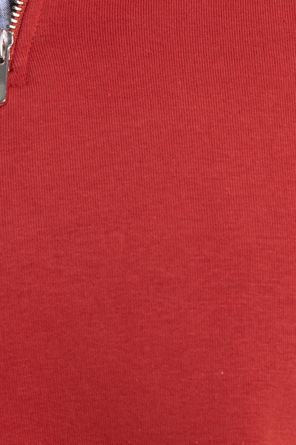 Kadın Relax Fit Rahat Kesim Pamuklu İçi Polarlı Yarım Fermuarlı Kırmızı Dik Yaka Sweatshirt