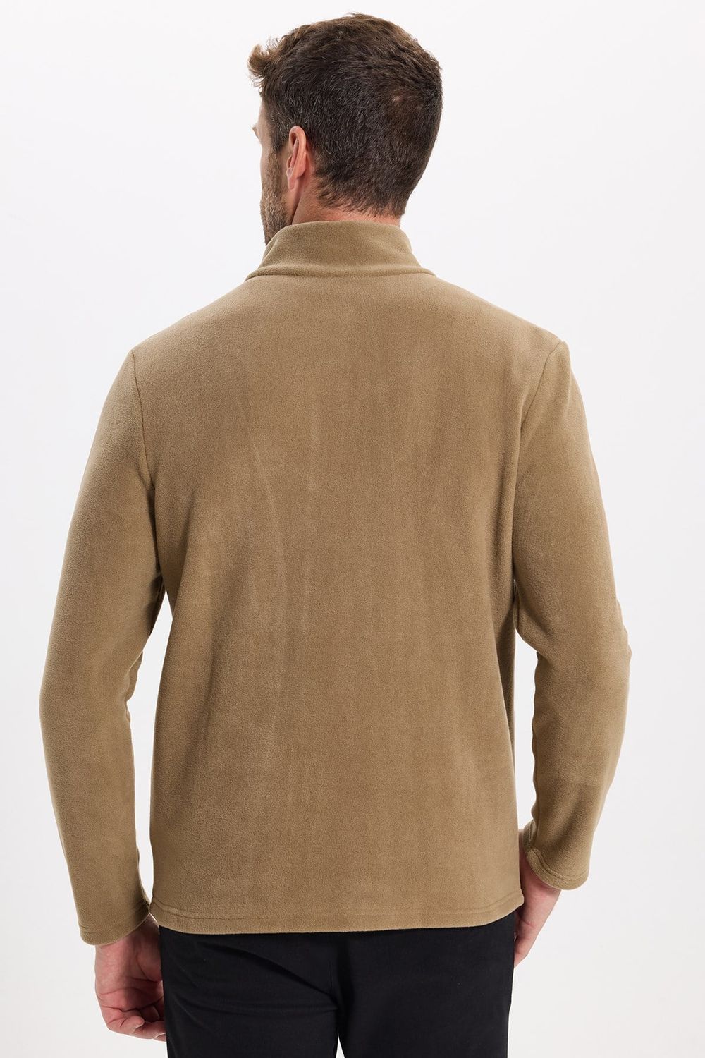 Unisex Haki Tüylenmeye Karşı Dirençli Standart Fit Tam Fermuarlı Soğuğa Karşı Dayanıklı Polar Hırka
