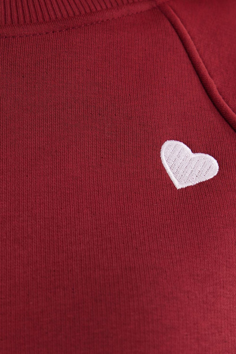 Kadın Regular Fit Klasik Kesim %100 Pamuk Baskılı Bisiklet Yaka Bordo Sweatshirt