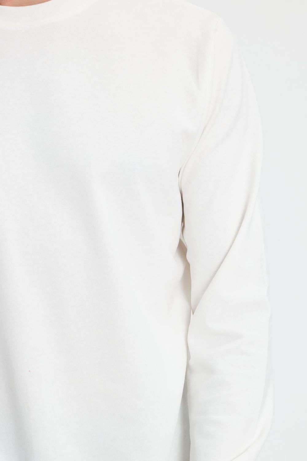 Erkek Relax Fit Rahat Kesim %100 Pamuk 2 İplik Bisiklet Yaka Beyaz Sweatshirt