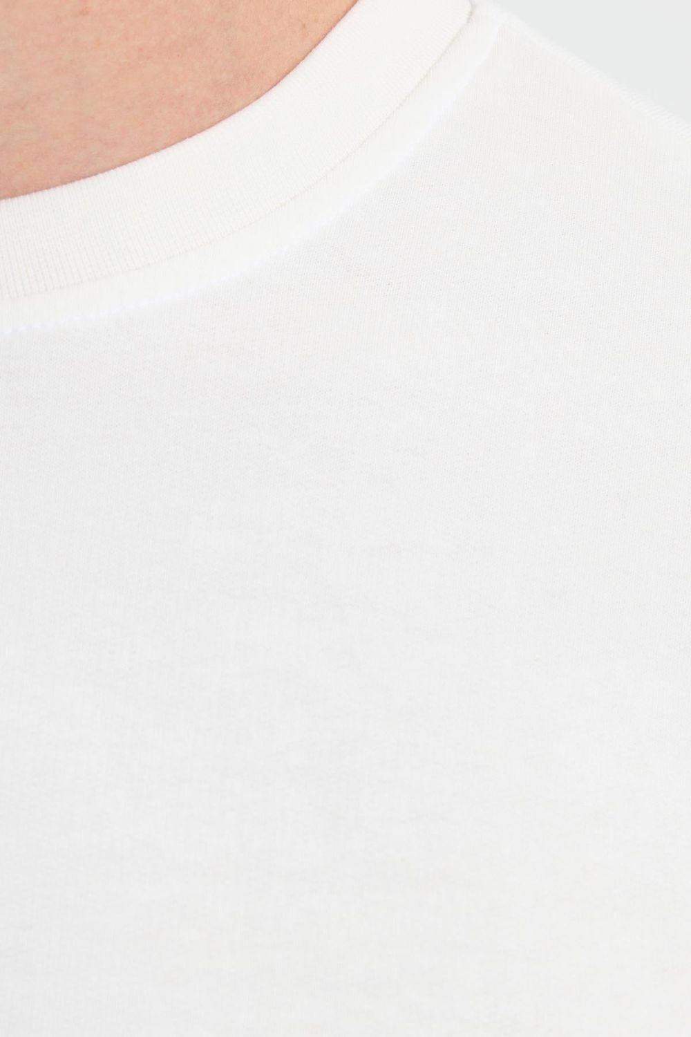 Erkek Relax Fit Rahat Kesim %100 Pamuk 2 İplik Bisiklet Yaka Beyaz Sweatshirt