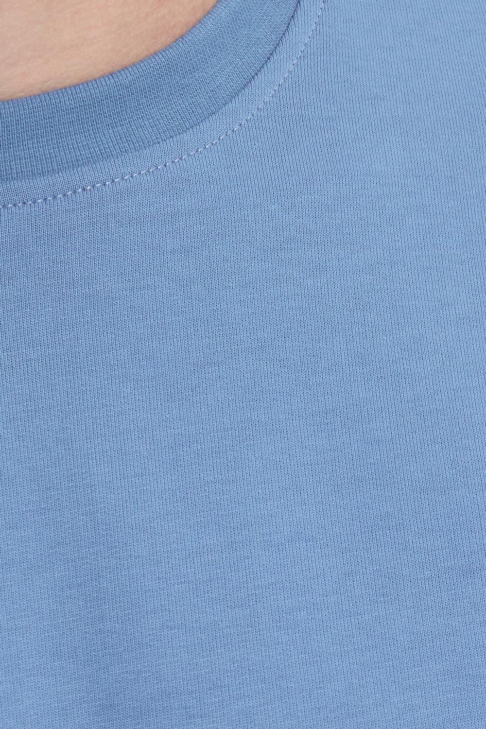 Erkek Relax Fit Rahat Kesim %100 Pamuk 2 İplik Bisiklet Yaka Mavi Sweatshirt