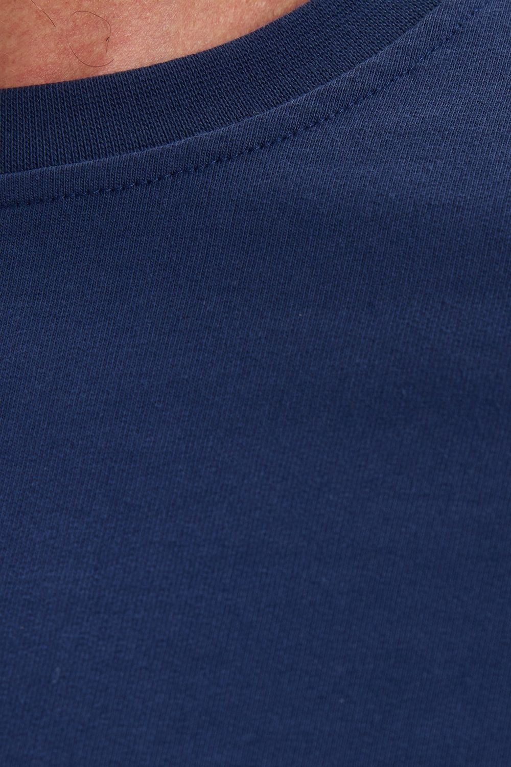 Erkek Relax Fit Rahat Kesim %100 Pamuk 2 İplik Bisiklet Yaka Lacivert Sweatshirt 