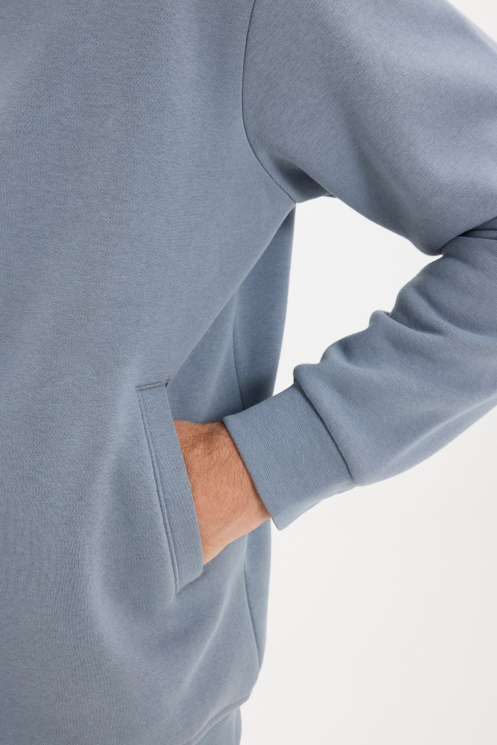 Unisex Relax Fit Rahat Kesim Pamuklu İç Polarlı Fermuarlı Gri Polo Yaka Flato Cepli Sweatshirt Hırka