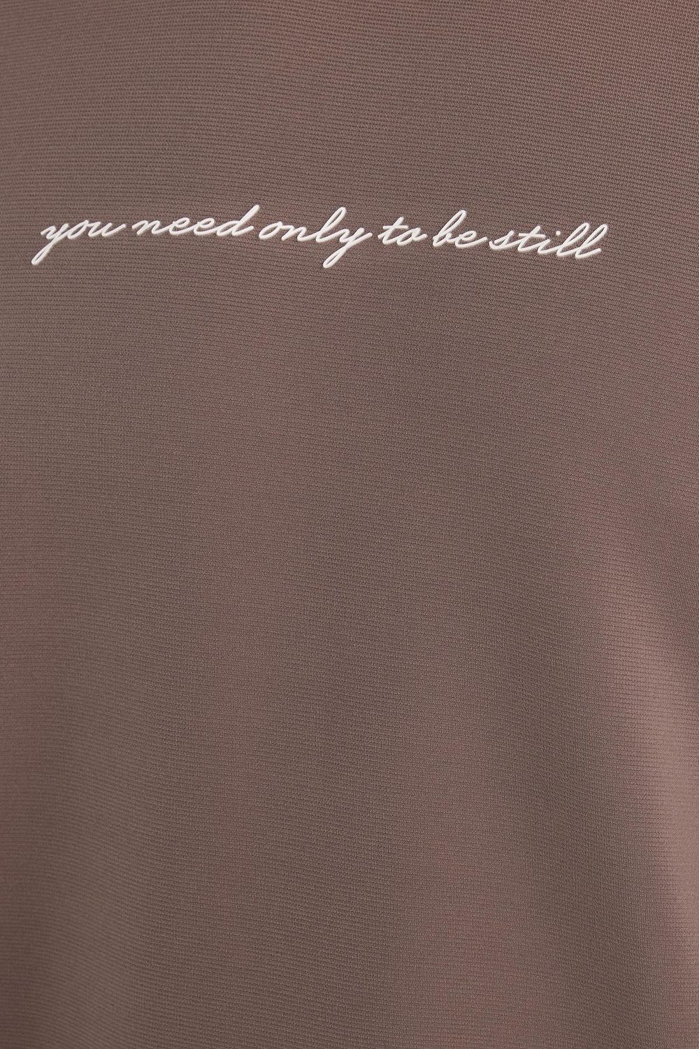 Erkek Standart Fit Pamuklu Bisiklet Yaka Şardonlu Baskılı Açık Kahverengi Sweatshirt 