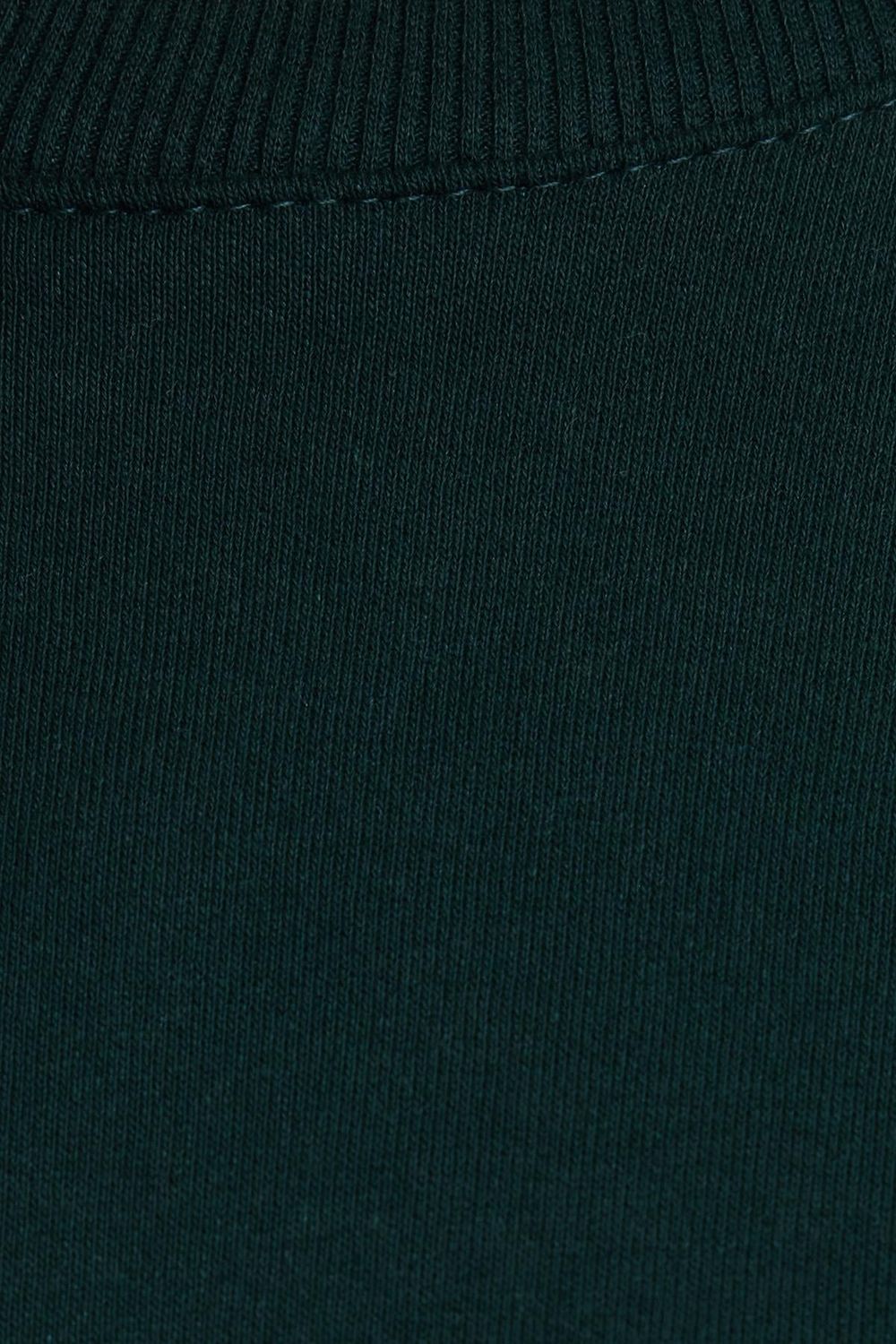 Kadın Oversize Geniş Kesim Pamuklu Bisiklet Yaka Yeşil Sweatshirt