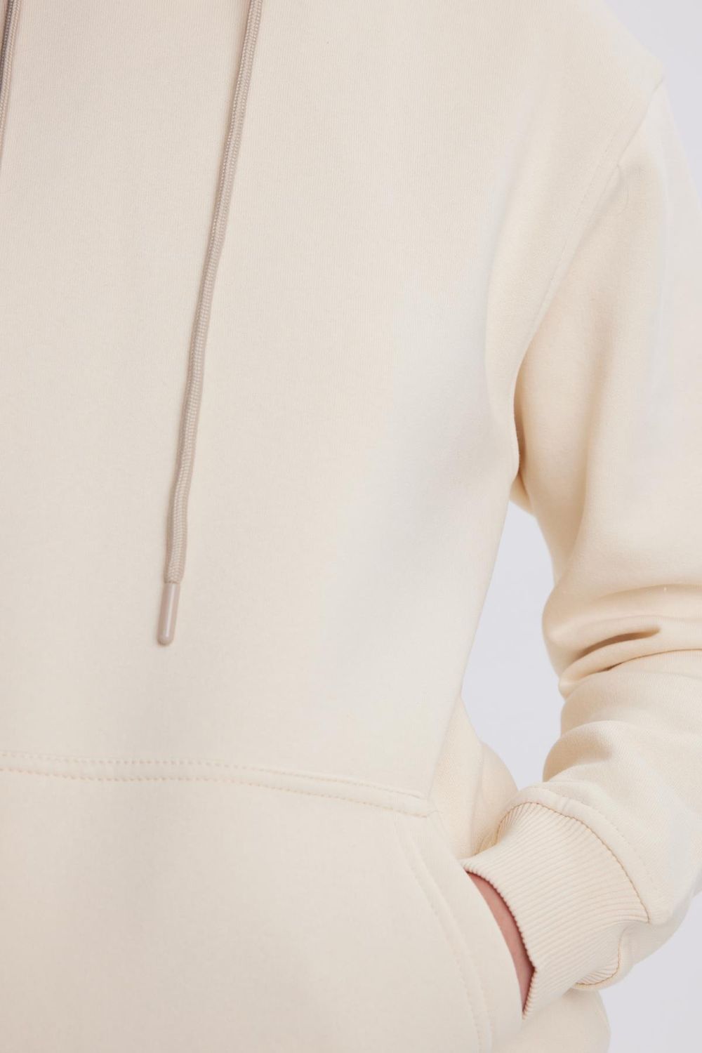 Kadın Relax Fit Rahat Kesim Pamuklu Kapüşonlu Kanguru Cepli Taş Sweatshirt