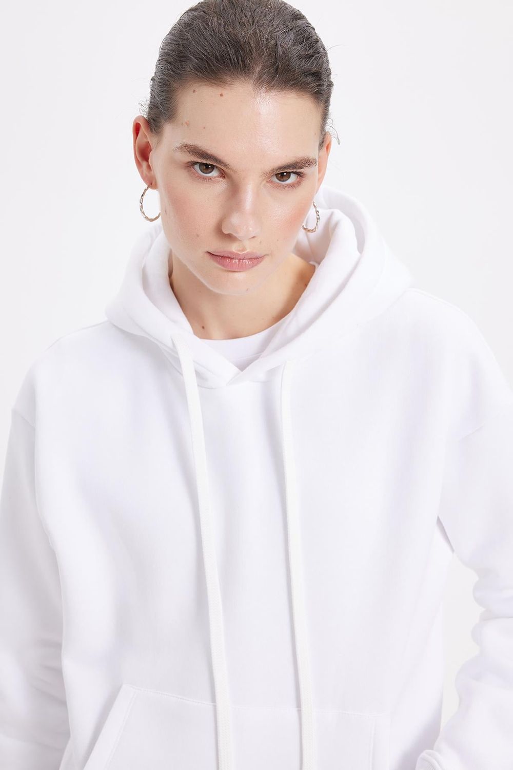 Oversize Pamuk Kapüşonlu Basic Unisex Sweatshirt