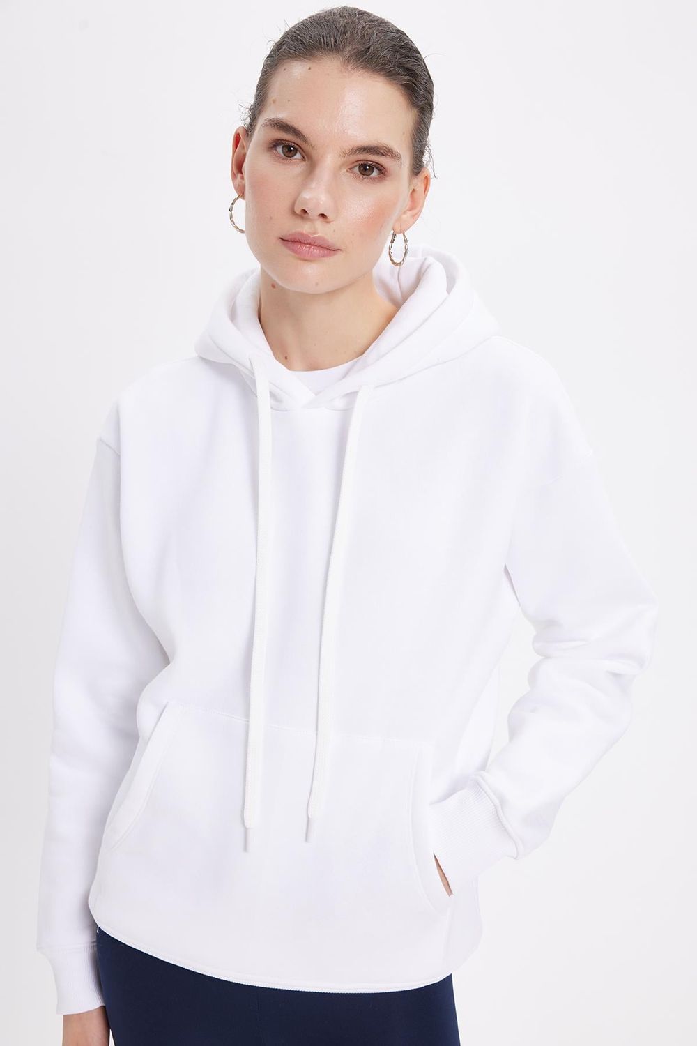 Oversize Pamuk Kapüşonlu Basic Unisex Sweatshirt