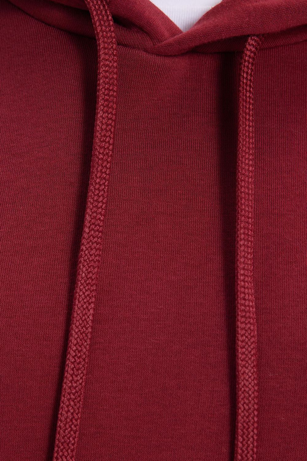 Kadın Oversize Geniş Kesim Pamuklu Yumuşak Dokulu İçi Polarlı Basic Bordo Kapüşonlu Sweatshirt