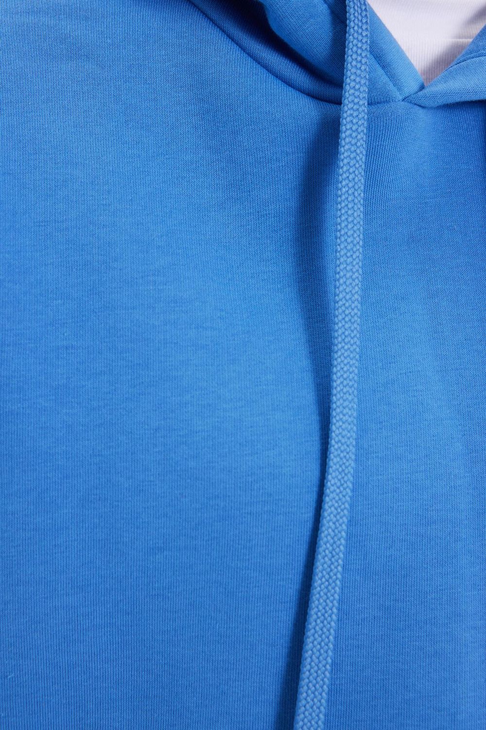 Kadın Oversize Geniş Kesim Pamuklu Yumuşak Dokulu İçi Polarlı Basic Mavi Kapüşonlu Sweatshirt