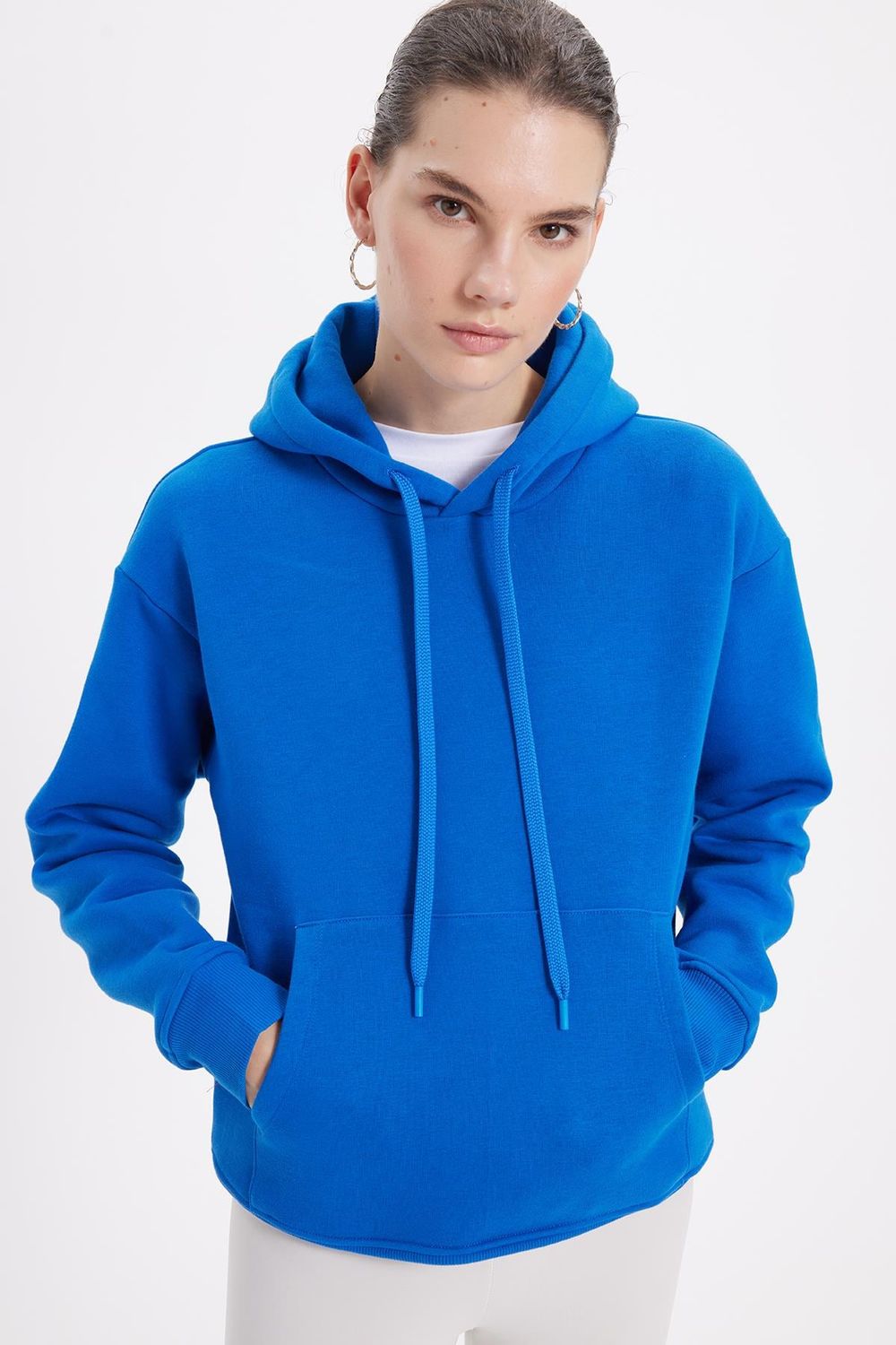 Oversize Pamuk Kapüşonlu Basic Unisex Sweatshirt