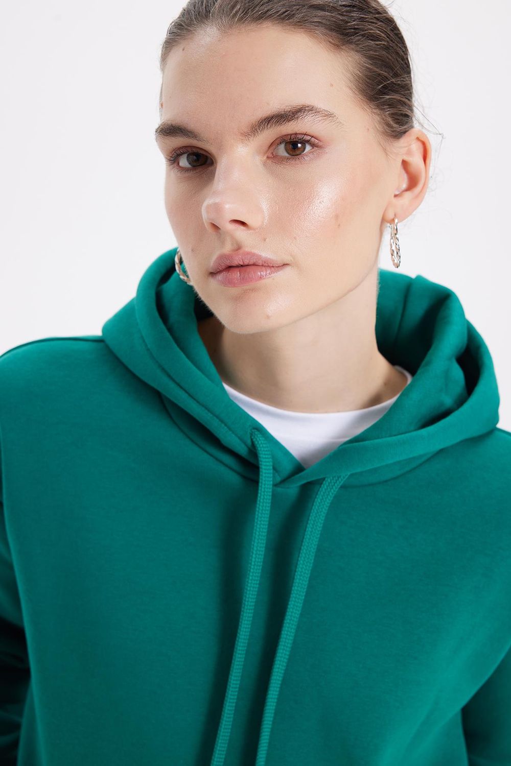 Oversize Pamuk Kapüşonlu Basic Unisex Sweatshirt
