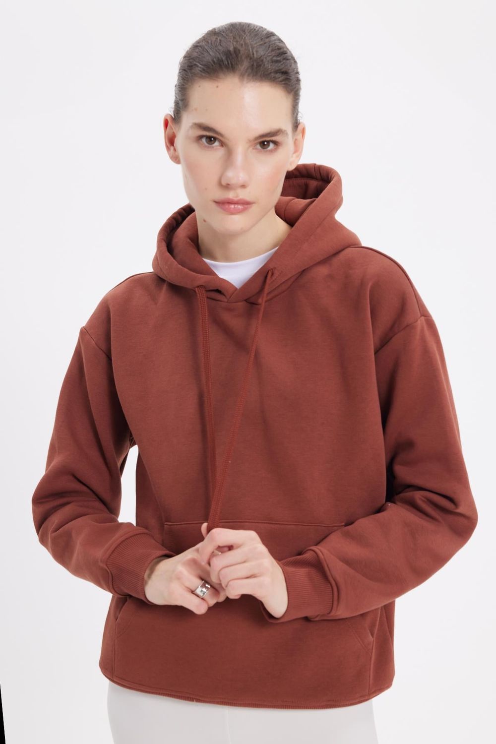 Oversize Pamuk Kapüşonlu Basic Unisex Sweatshirt