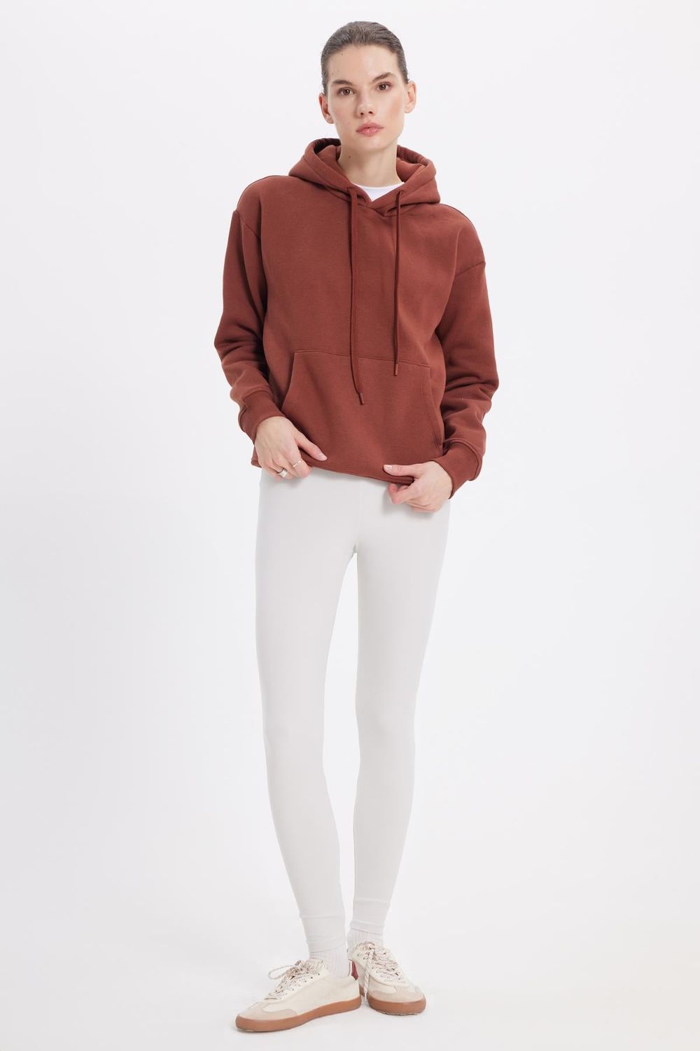 Oversize Pamuk Kapüşonlu Basic Unisex Sweatshirt