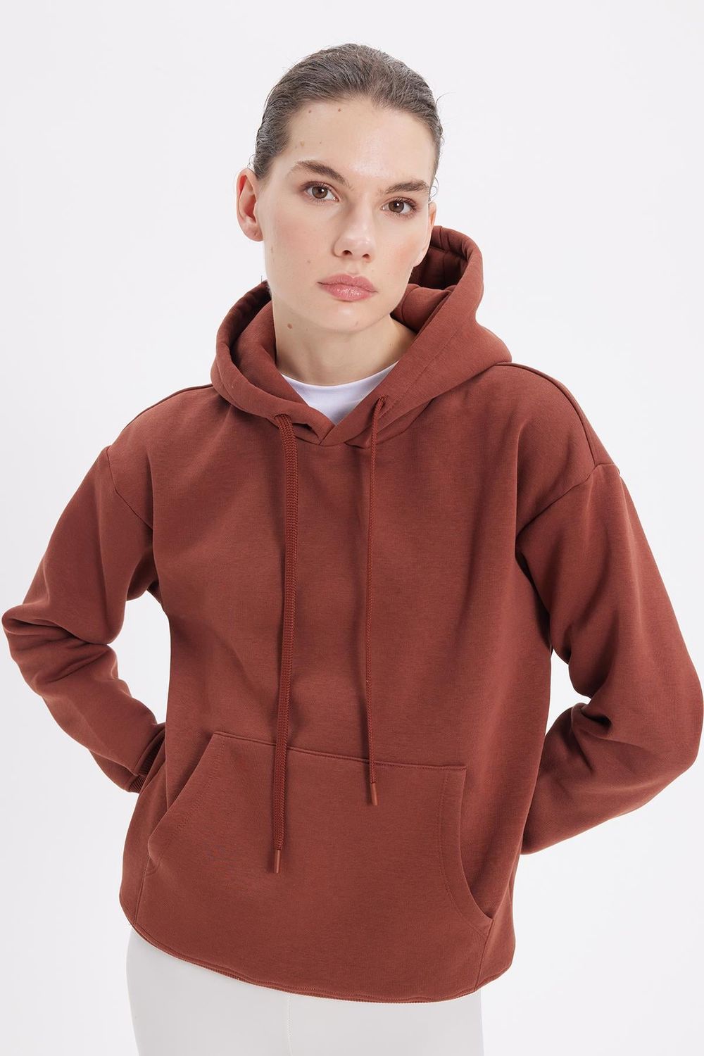Oversize Pamuk Kapüşonlu Basic Unisex Sweatshirt