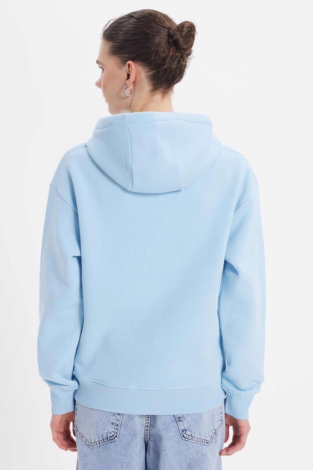 Oversize Pamuk Kapüşonlu Basic Unisex Sweatshirt