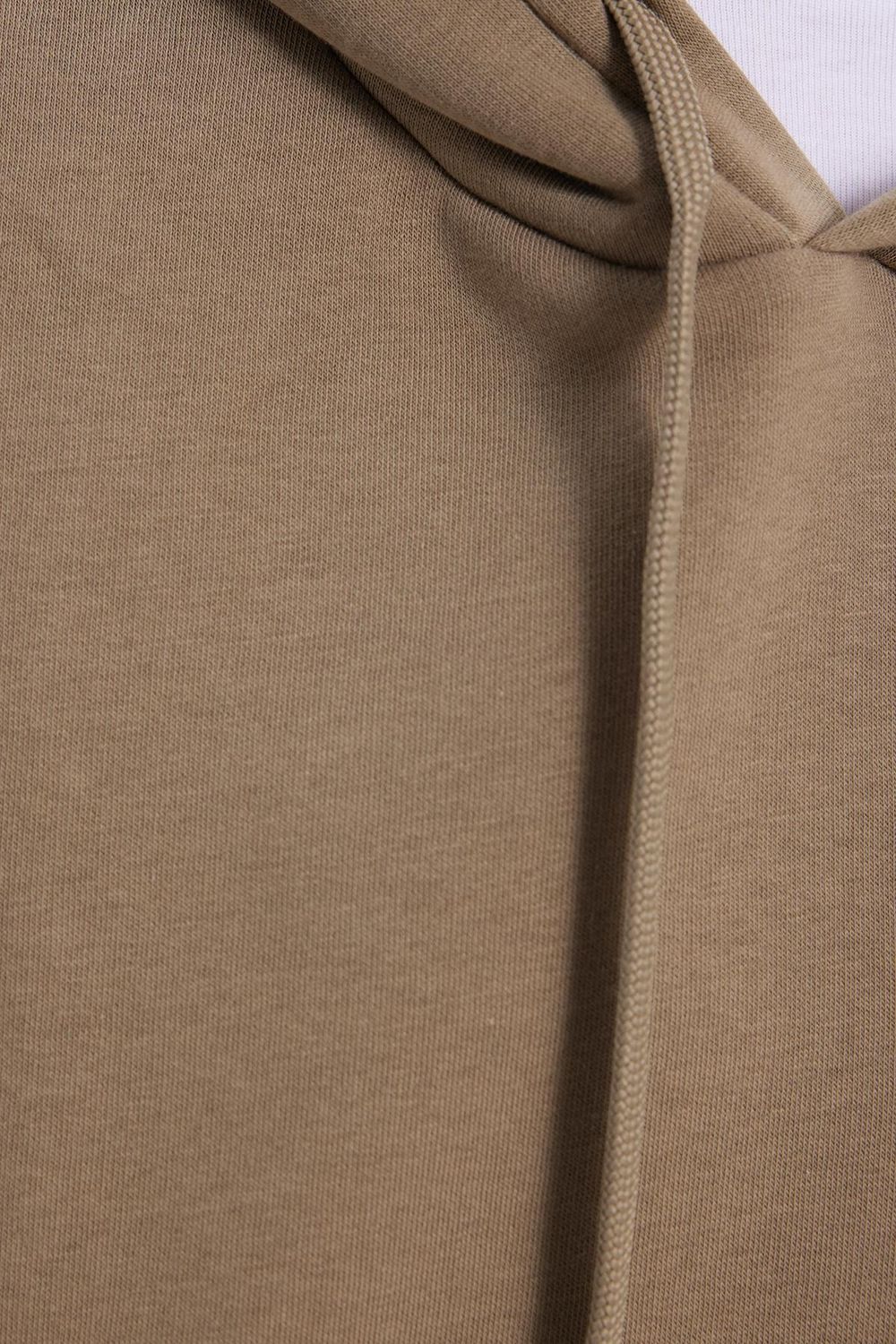Kadın Oversize Geniş Kesim Pamuklu Yumuşak Dokulu İçi Polarlı Basic Yeşil Kapüşonlu Sweatshirt