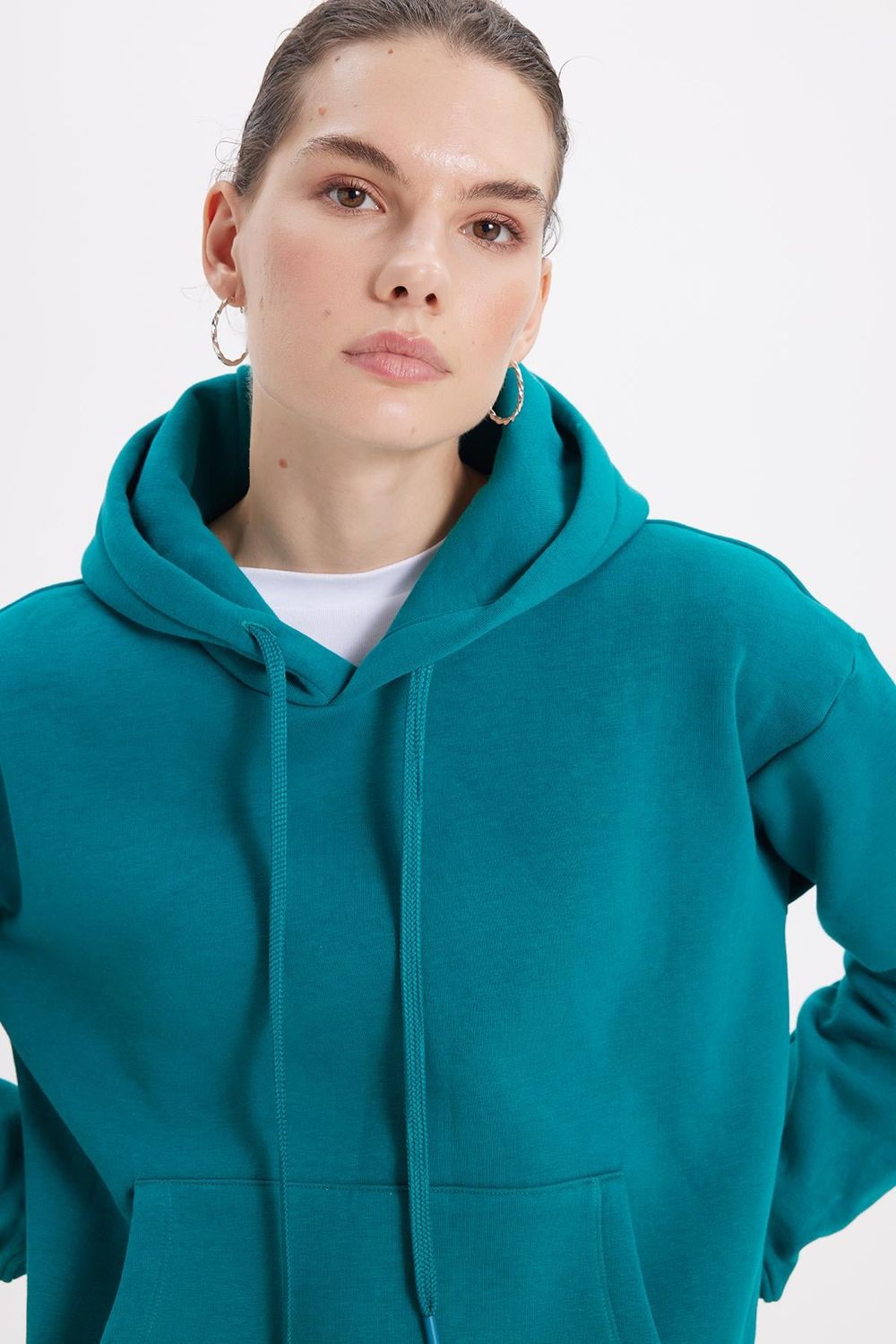 Oversize Pamuk Kapüşonlu Basic Unisex Sweatshirt