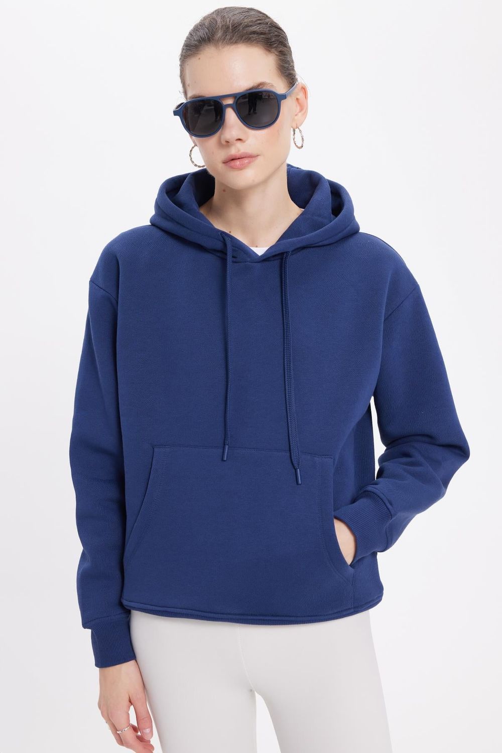 Oversize Pamuk Kapüşonlu Basic Unisex Sweatshirt