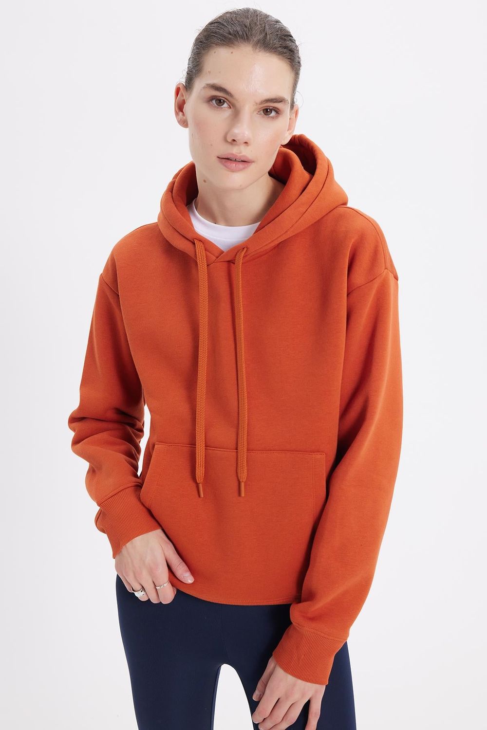 Oversize Pamuk Kapüşonlu Basic Unisex Sweatshirt