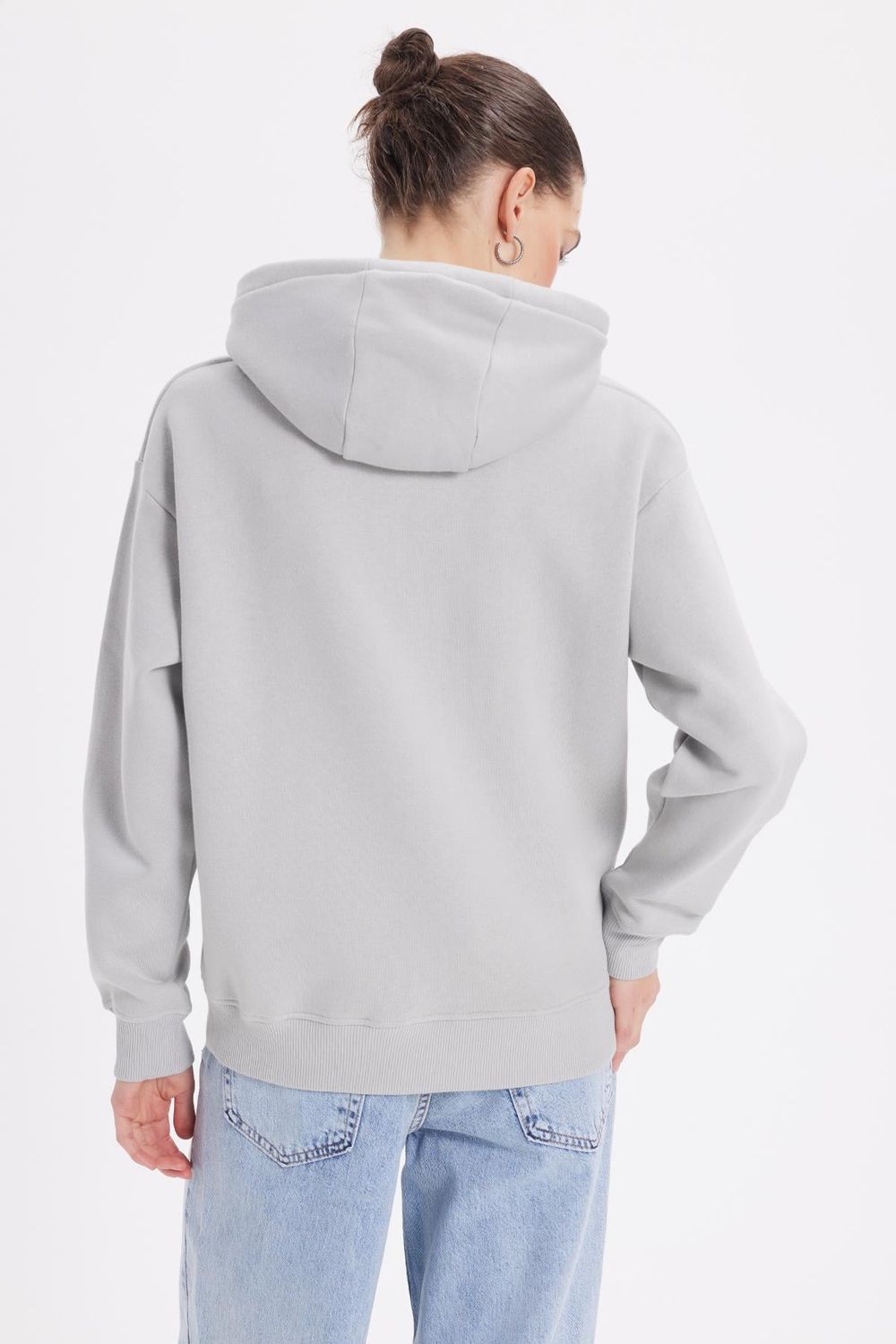 Oversize Pamuk Kapüşonlu Basic Unisex Sweatshirt
