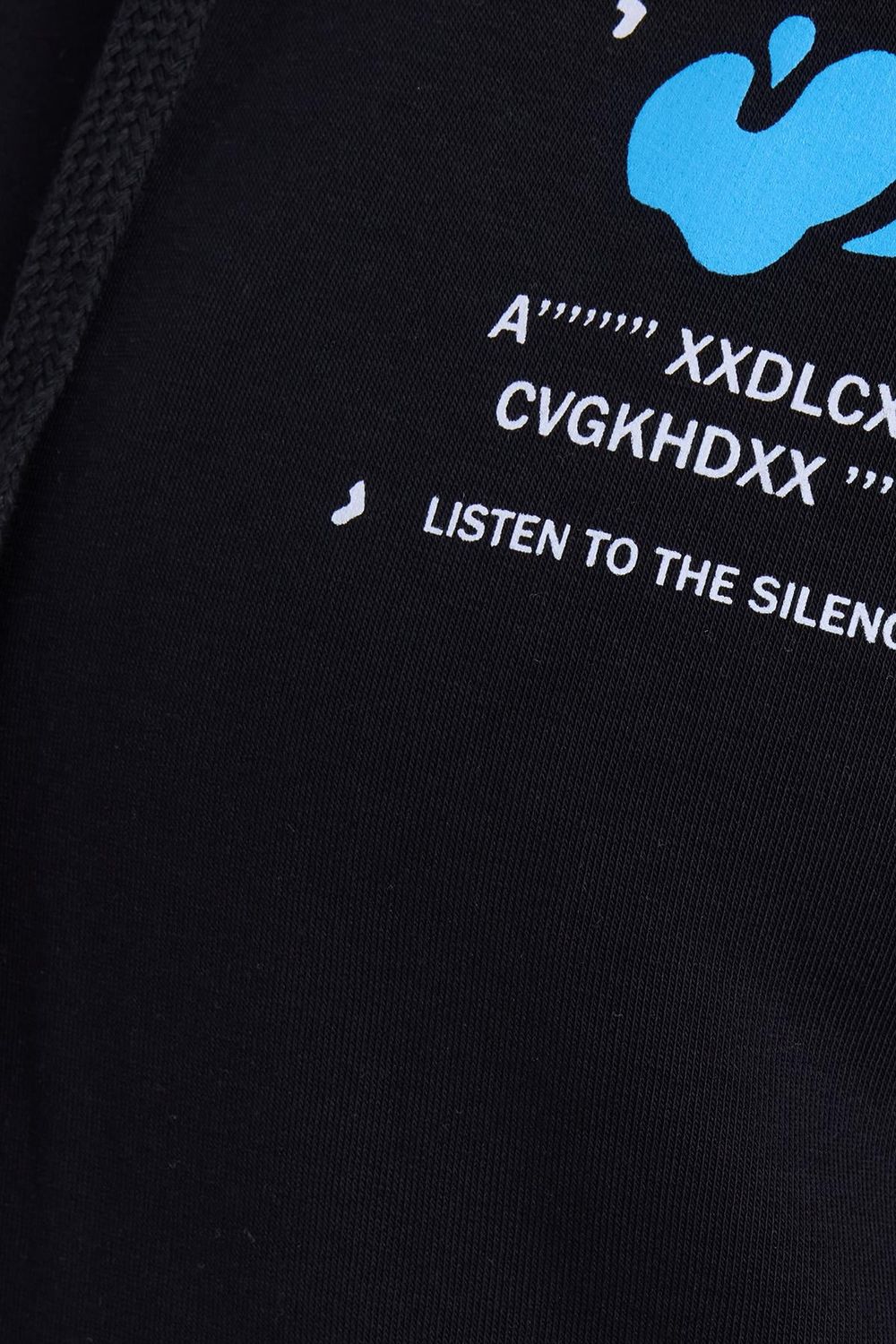 Kadın Oversize Geniş Kesim Pamuklu Yumuşak Dokulu İçi Polarlı Baskılı Siyah Kapüşonlu Sweatshirt