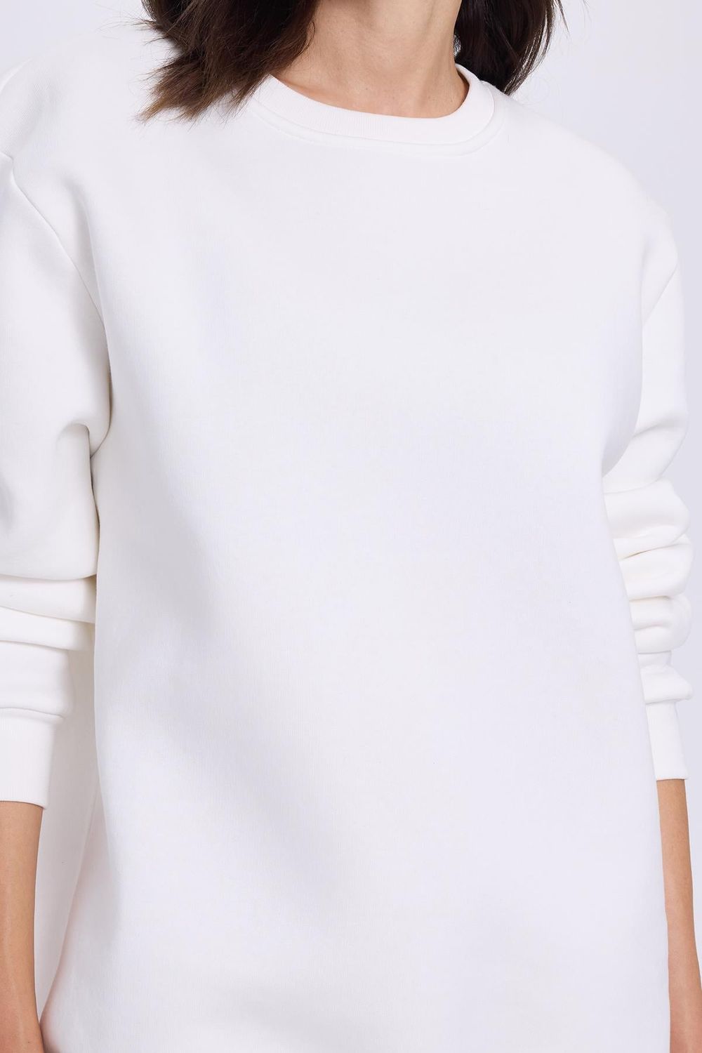 Kadın Oversize Geniş Kesim Bisiklet Yaka Basic Sweatshirt